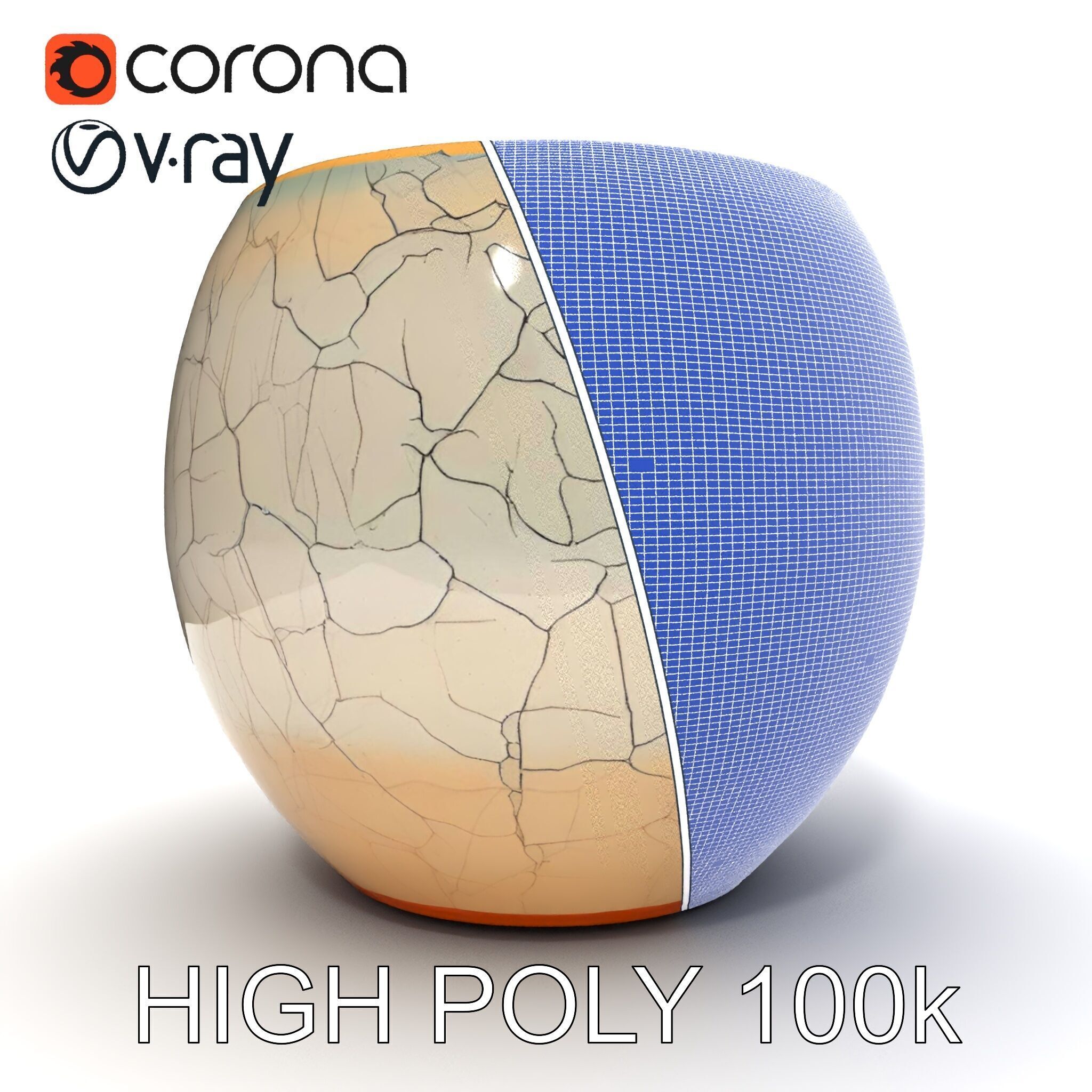 Elegant Ceramic Vase Model Pack with Crackle Finish Low-poly 3D model_8