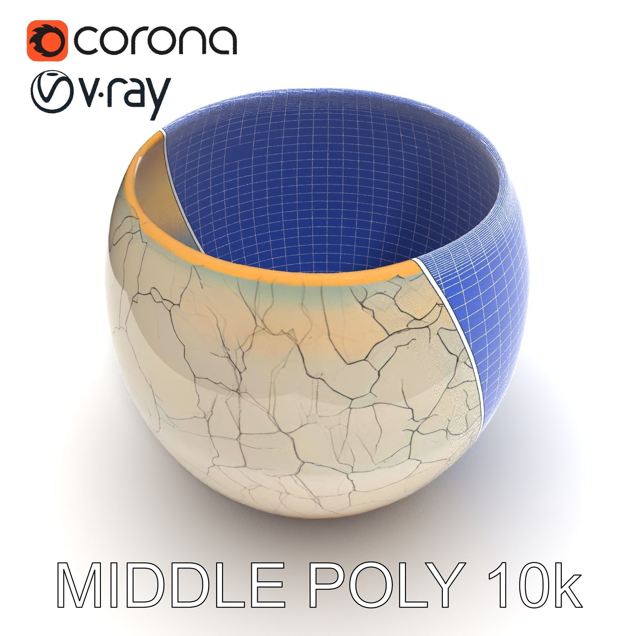 Elegant Ceramic Vase Model Pack with Crackle Finish Low-poly 3D model_20