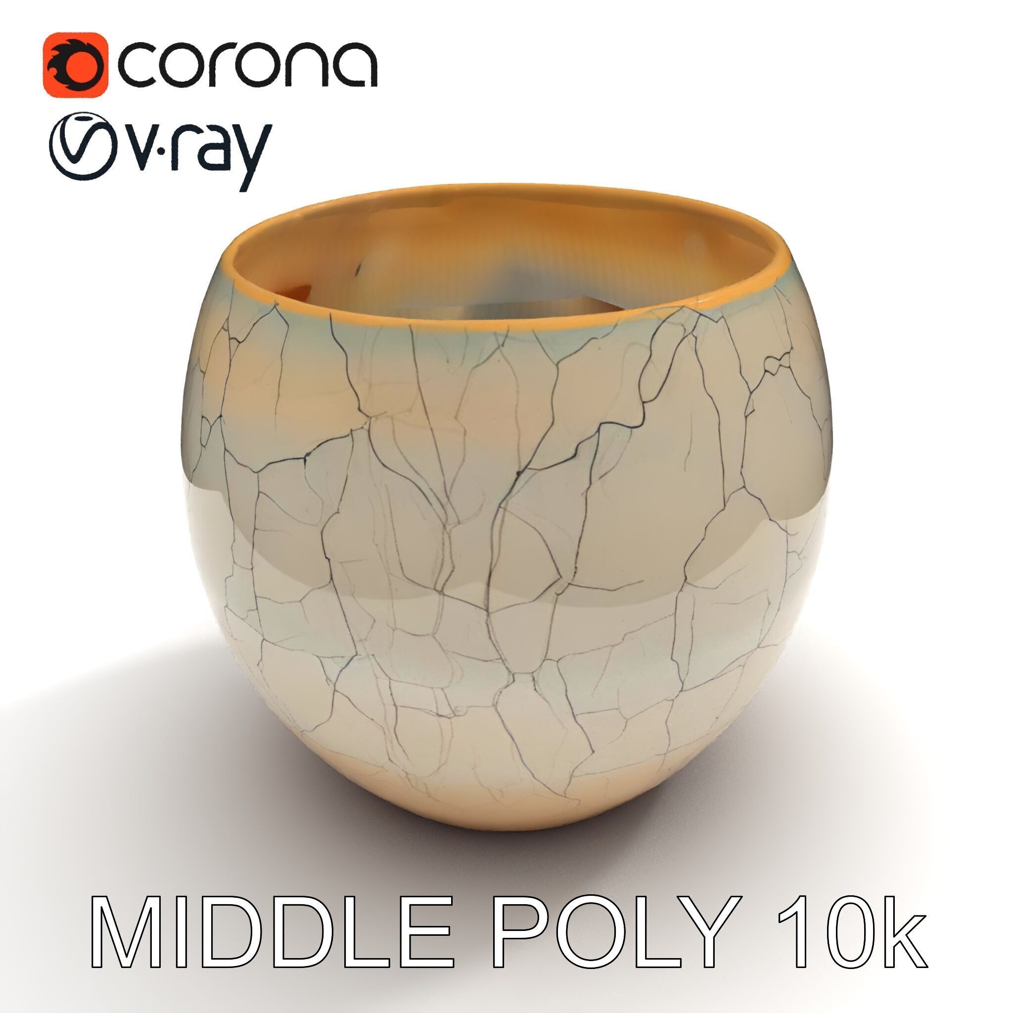 Elegant Ceramic Vase Model Pack with Crackle Finish Low-poly 3D model_14