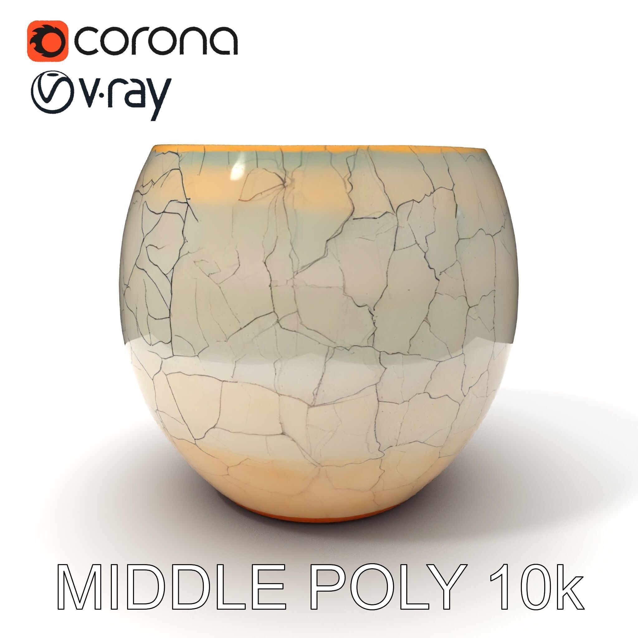 Elegant Ceramic Vase Model Pack with Crackle Finish Low-poly 3D model_12