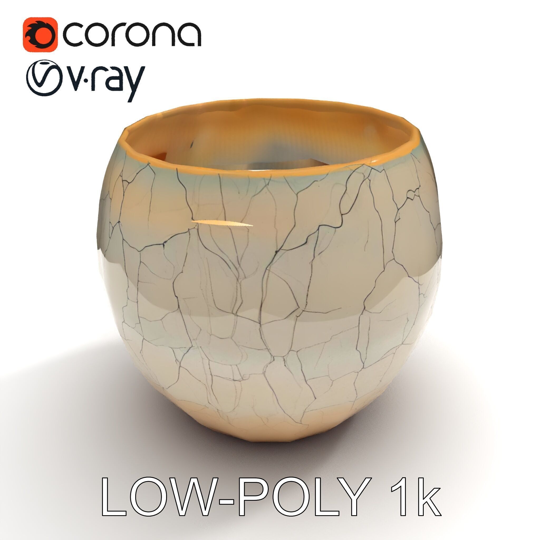 Elegant Ceramic Vase Model Pack with Crackle Finish Low-poly 3D model_21