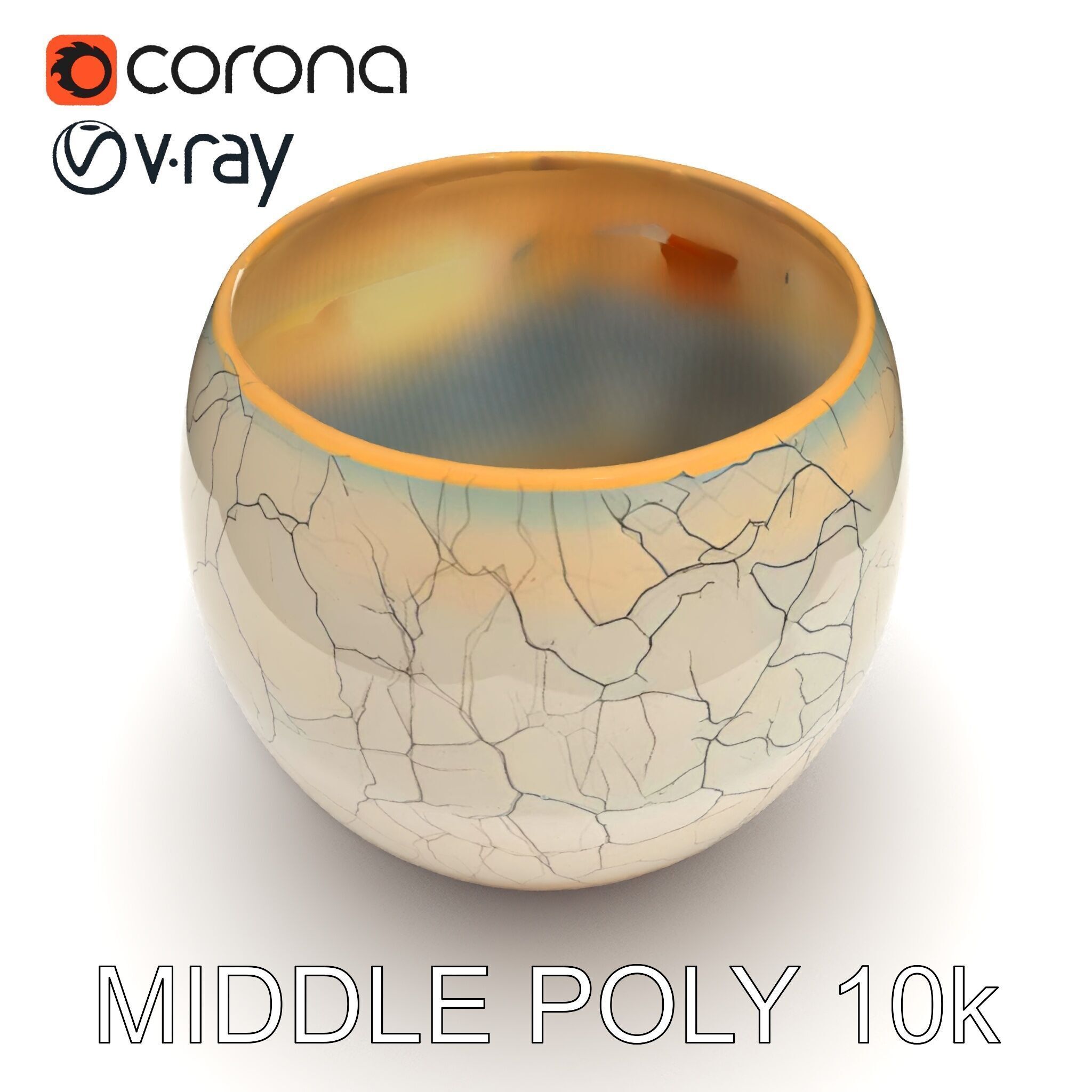 Elegant Ceramic Vase Model Pack with Crackle Finish Low-poly 3D model_17