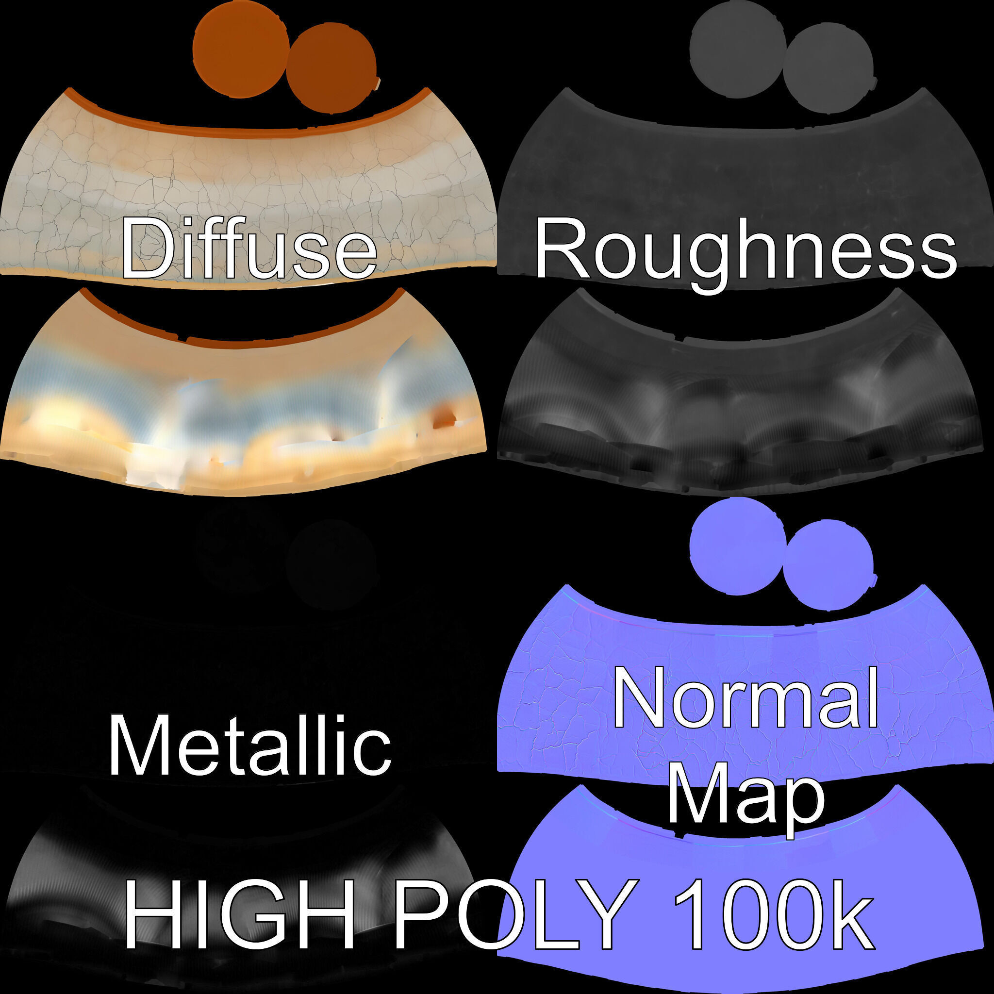 Elegant Ceramic Vase Model Pack with Crackle Finish Low-poly 3D model_2