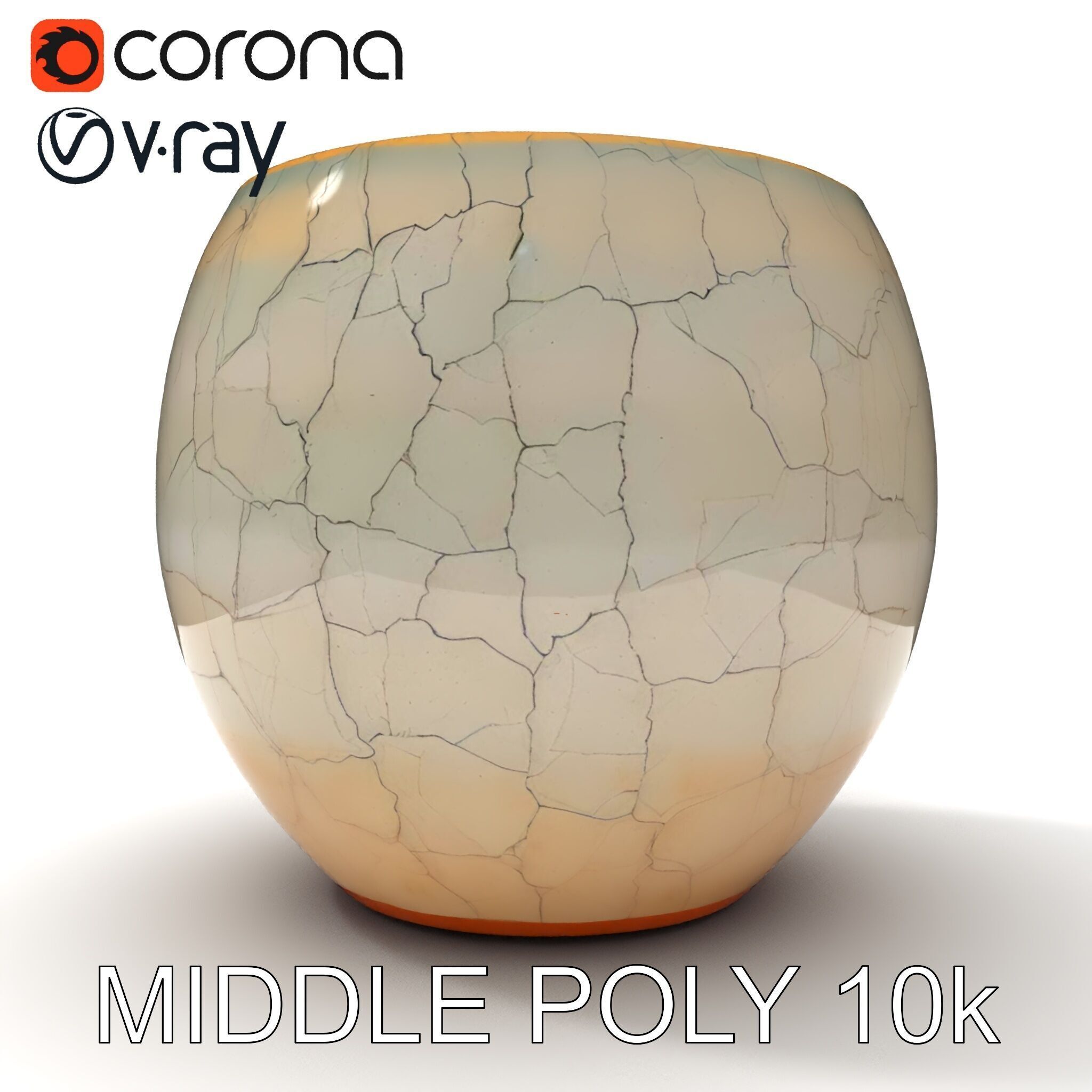 Elegant Ceramic Vase Model Pack with Crackle Finish Low-poly 3D model_23