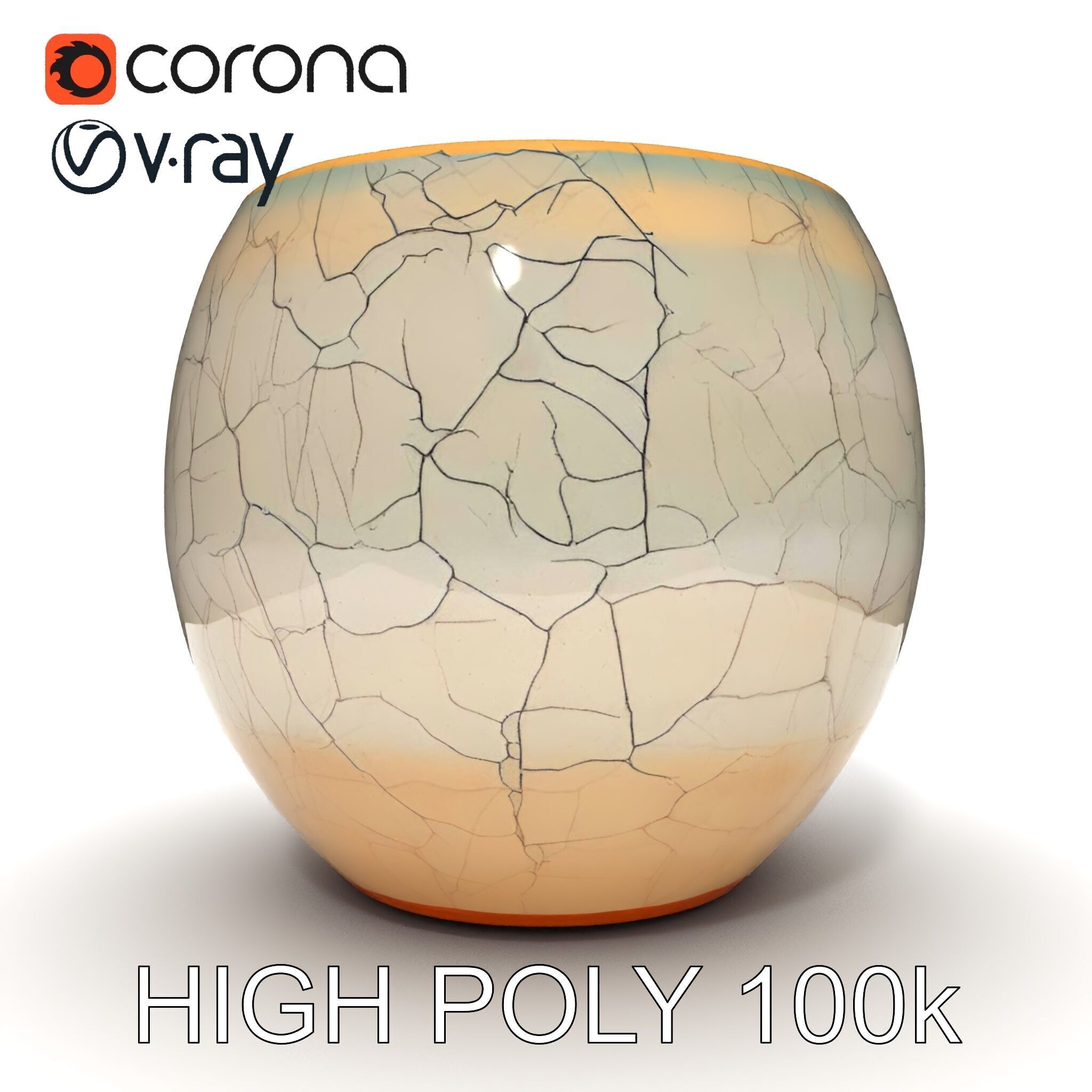 Elegant Ceramic Vase Model Pack with Crackle Finish Low-poly 3D model_19