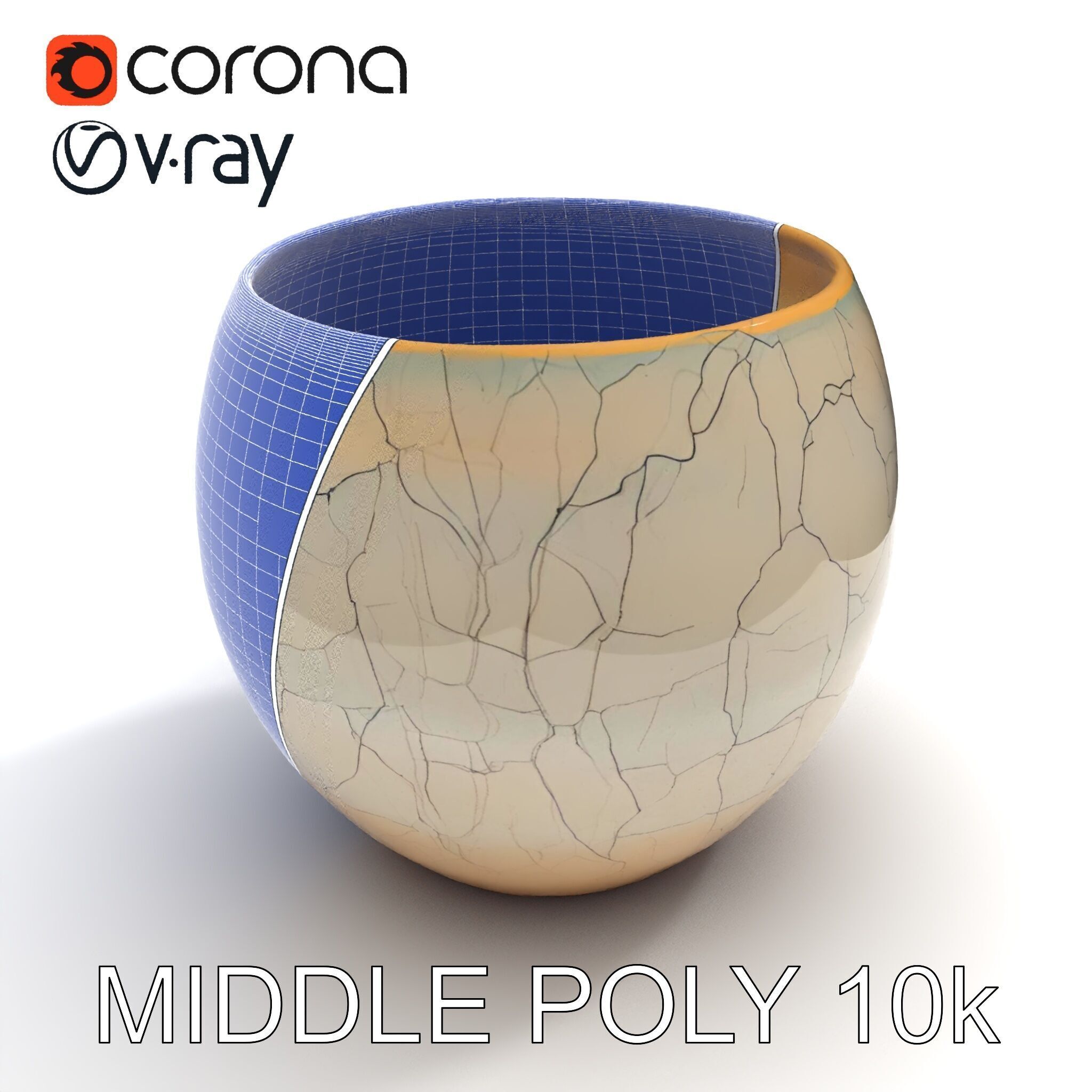 Elegant Ceramic Vase Model Pack with Crackle Finish Low-poly 3D model_31