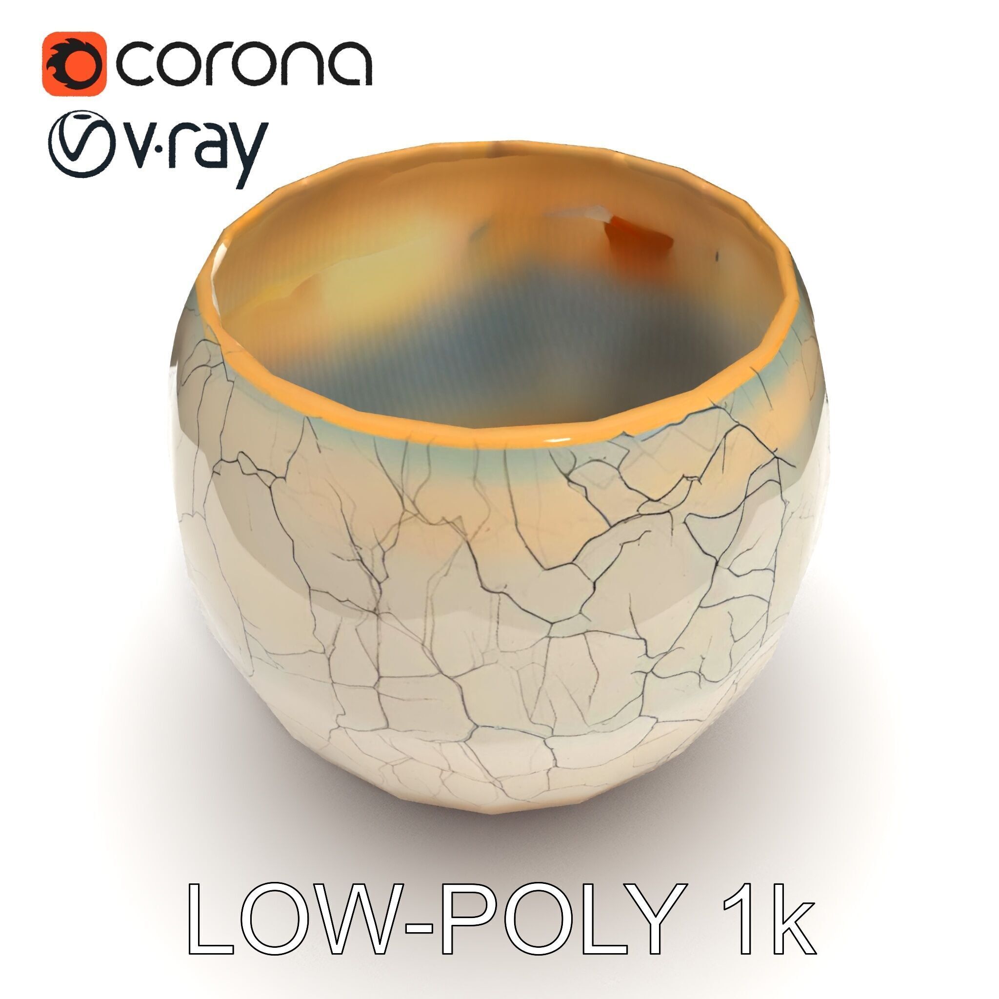 Elegant Ceramic Vase Model Pack with Crackle Finish Low-poly 3D model_30