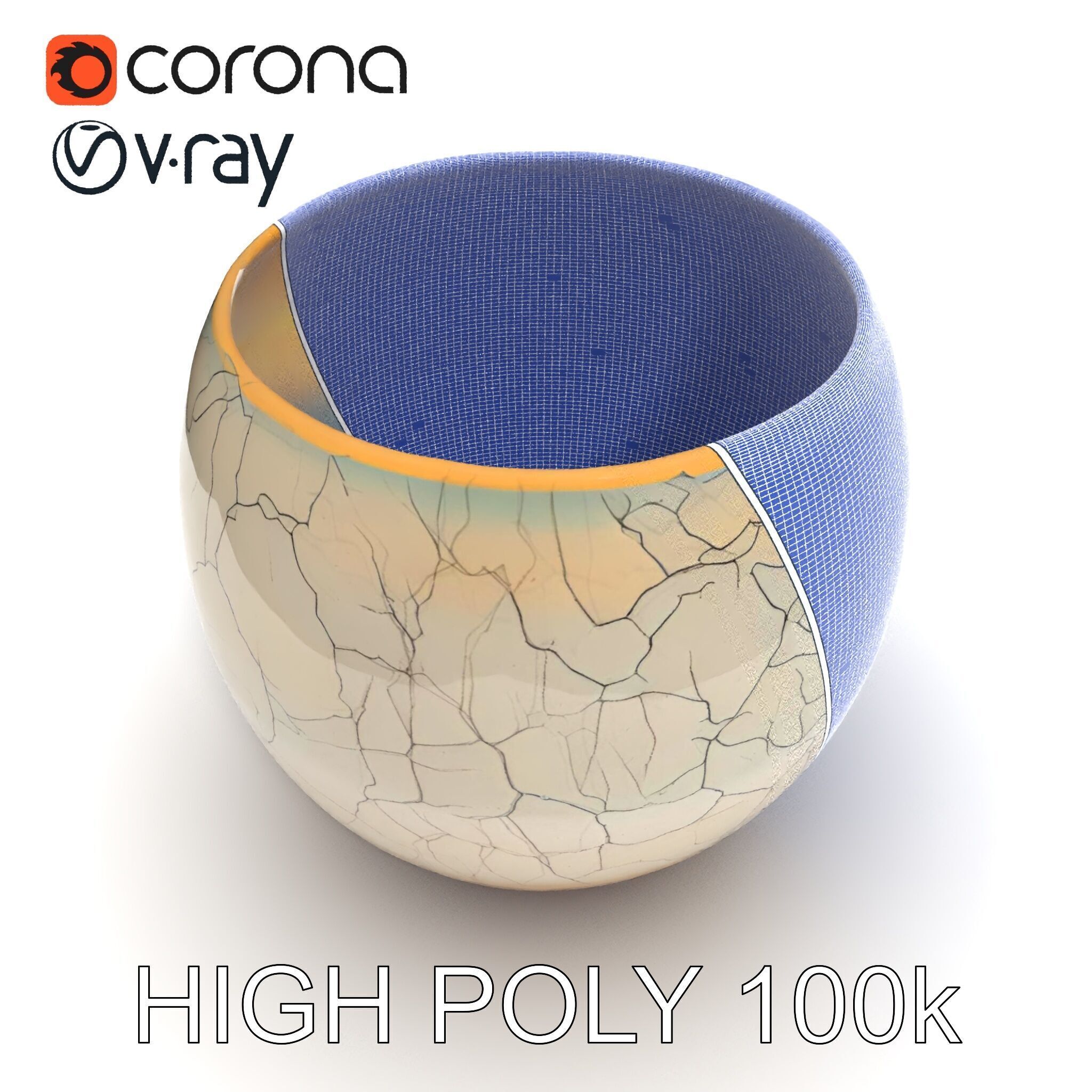 Elegant Ceramic Vase Model Pack with Crackle Finish Low-poly 3D model_25