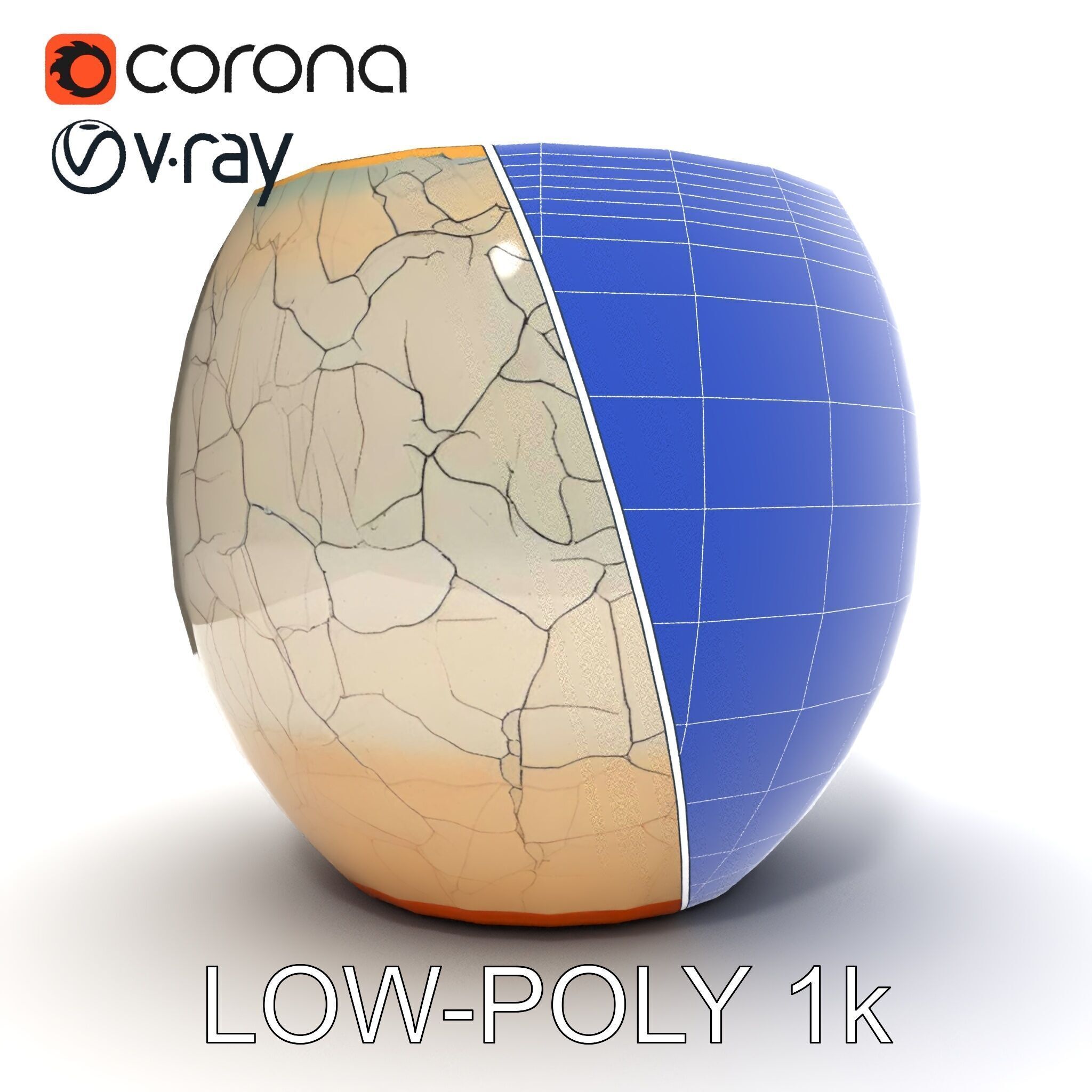 Elegant Ceramic Vase Model Pack with Crackle Finish Low-poly 3D model_7