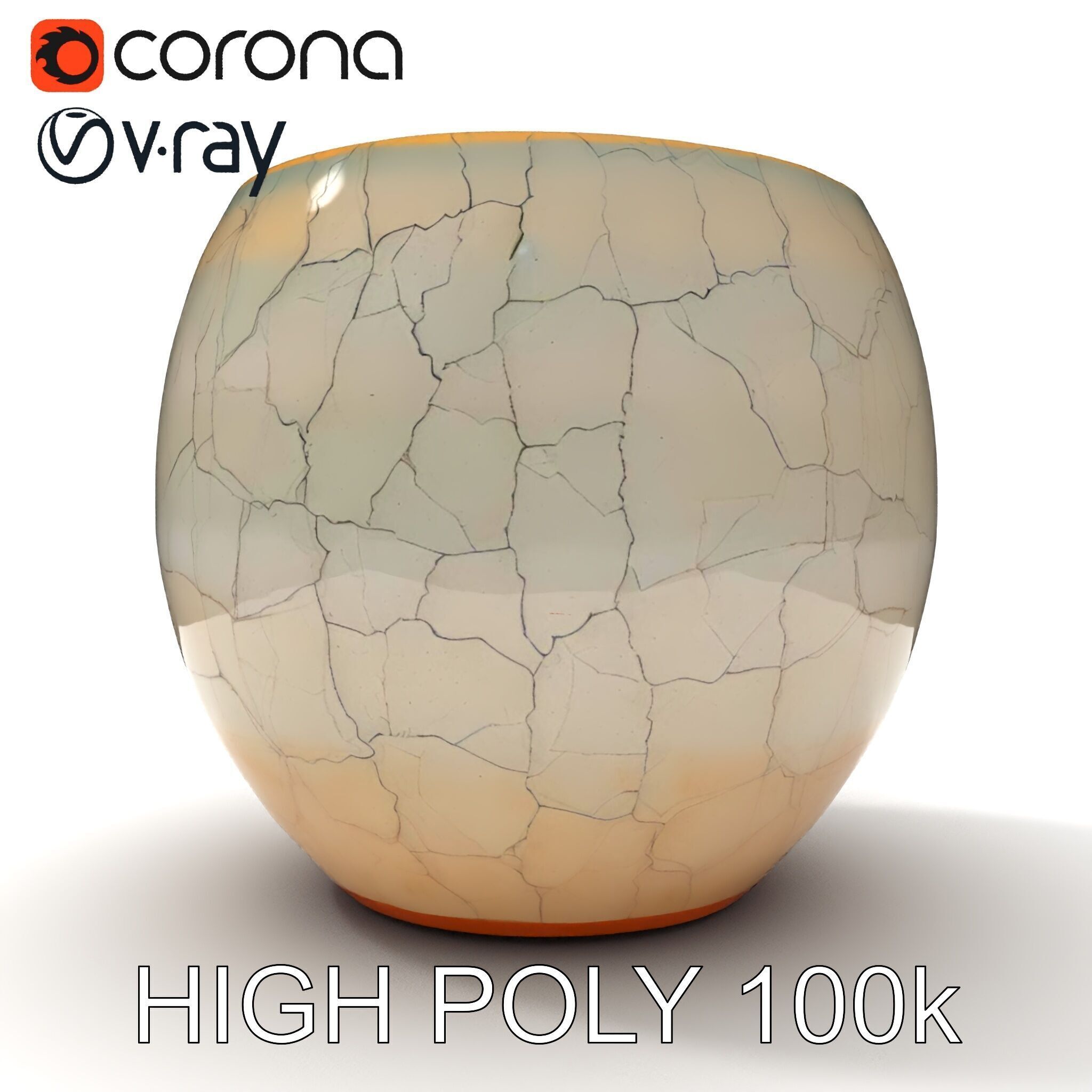 Elegant Ceramic Vase Model Pack with Crackle Finish Low-poly 3D model_28