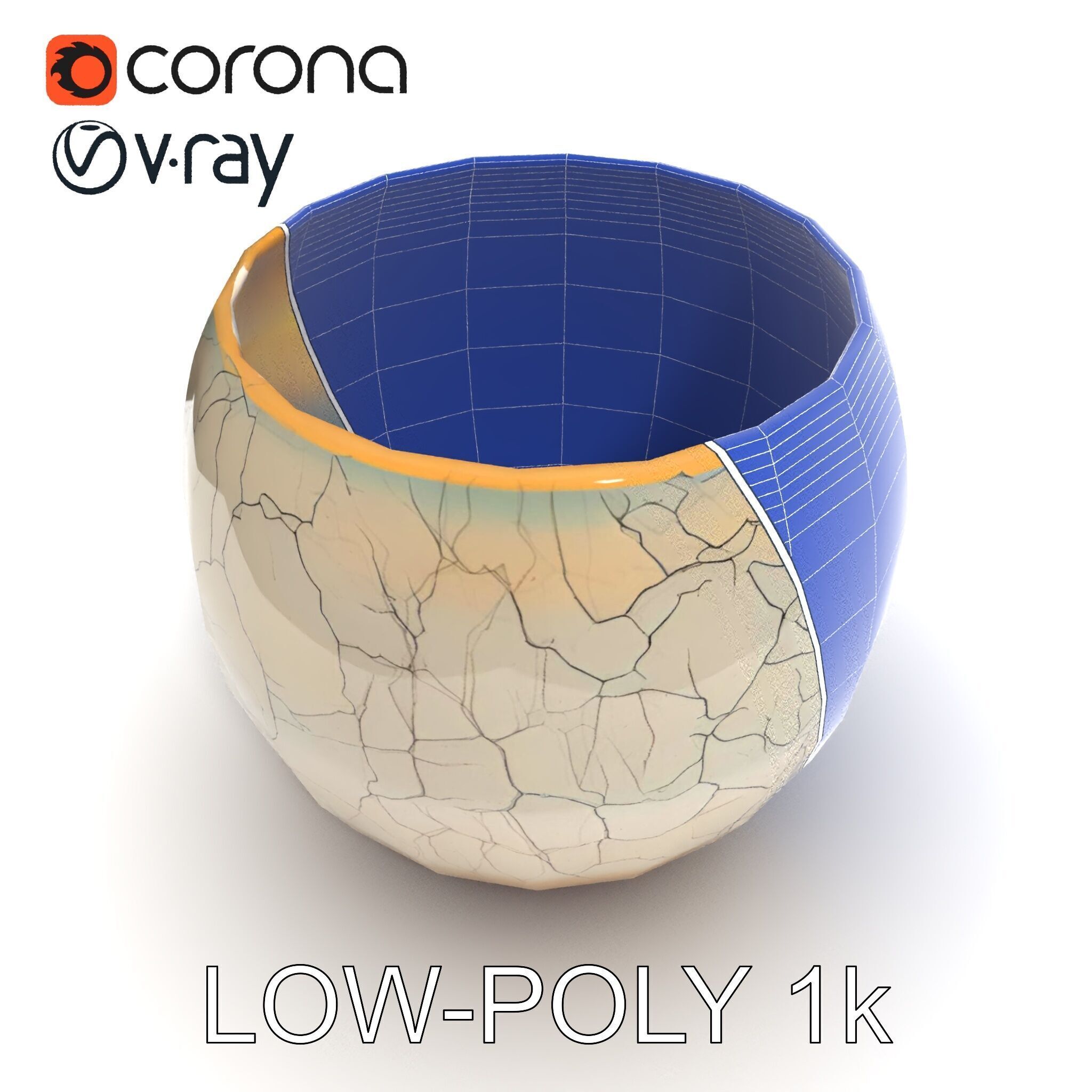 Elegant Ceramic Vase Model Pack with Crackle Finish Low-poly 3D model_13