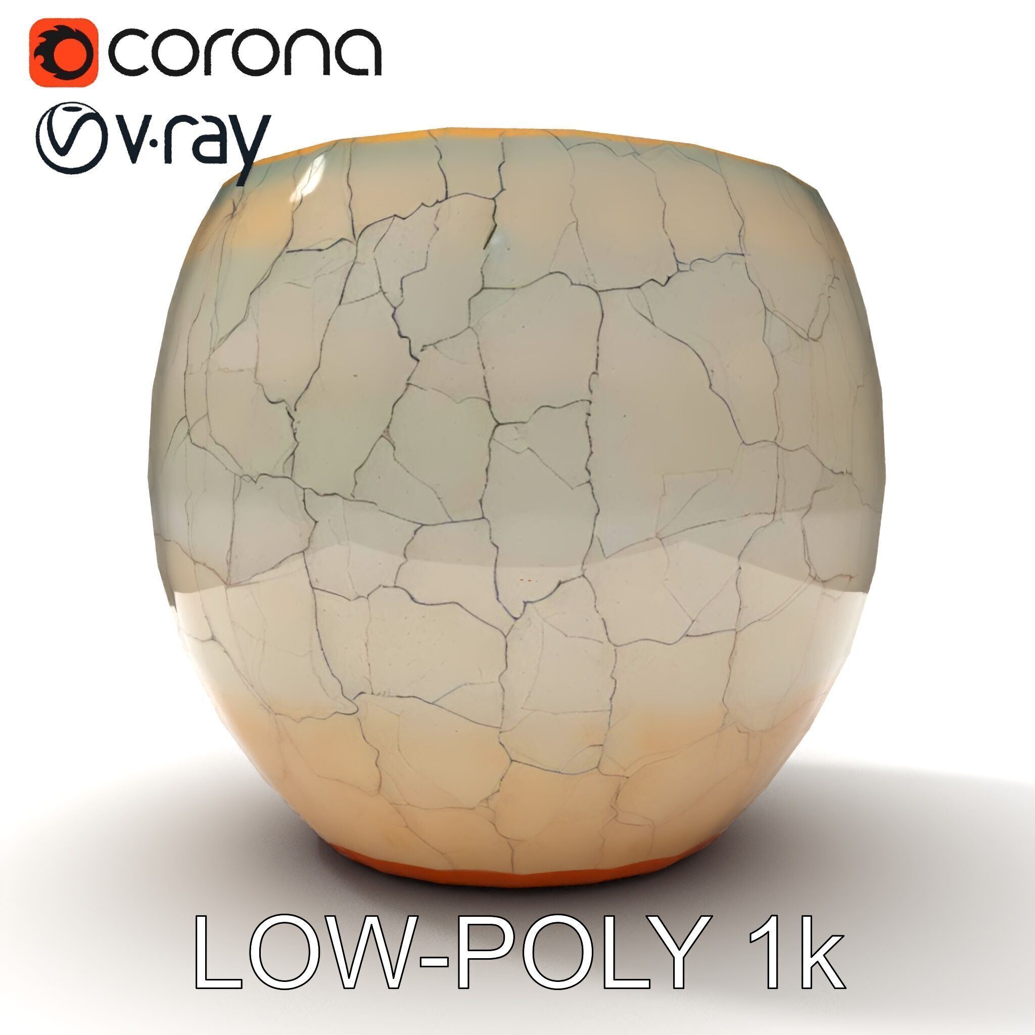 Elegant Ceramic Vase Model Pack with Crackle Finish Low-poly 3D model_18