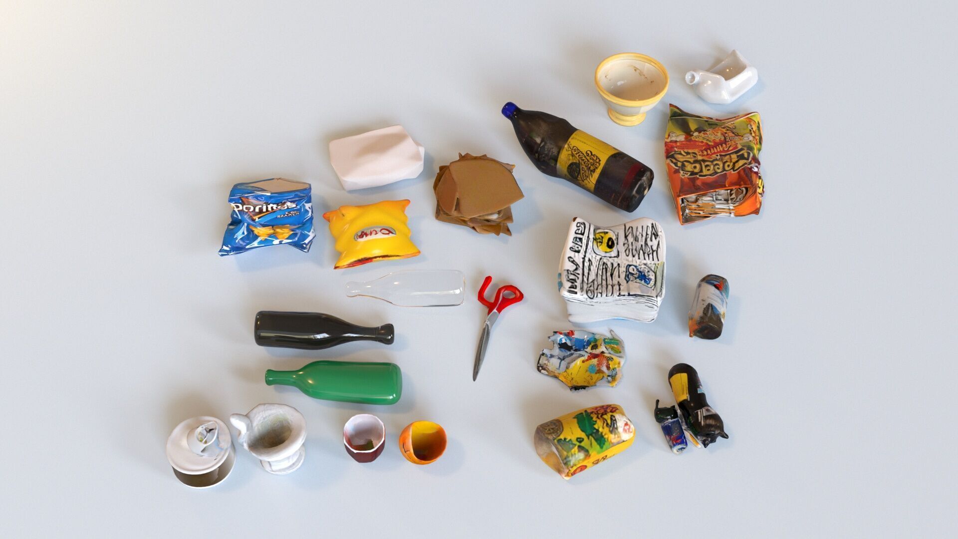 Game Ready Stylized Urban Trash  Waste Pack - 230 assets Low-poly 3D model_16