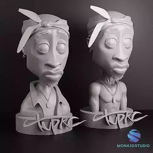 Tupac Shakur Stylized 3D Sculpture  2 Versions   3D print model