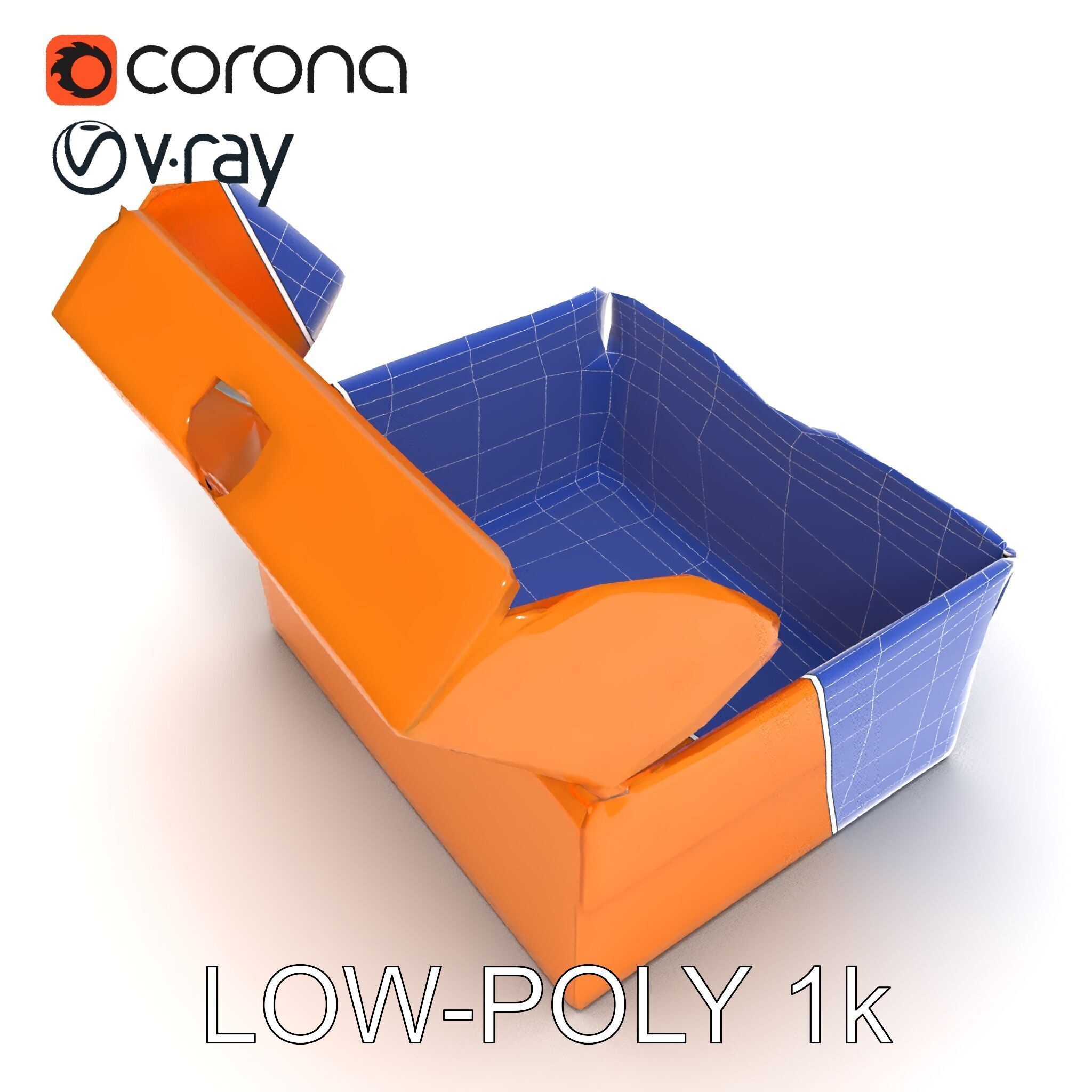 Cardboard Shoe Box Model Pack Low-poly 3D model_7
