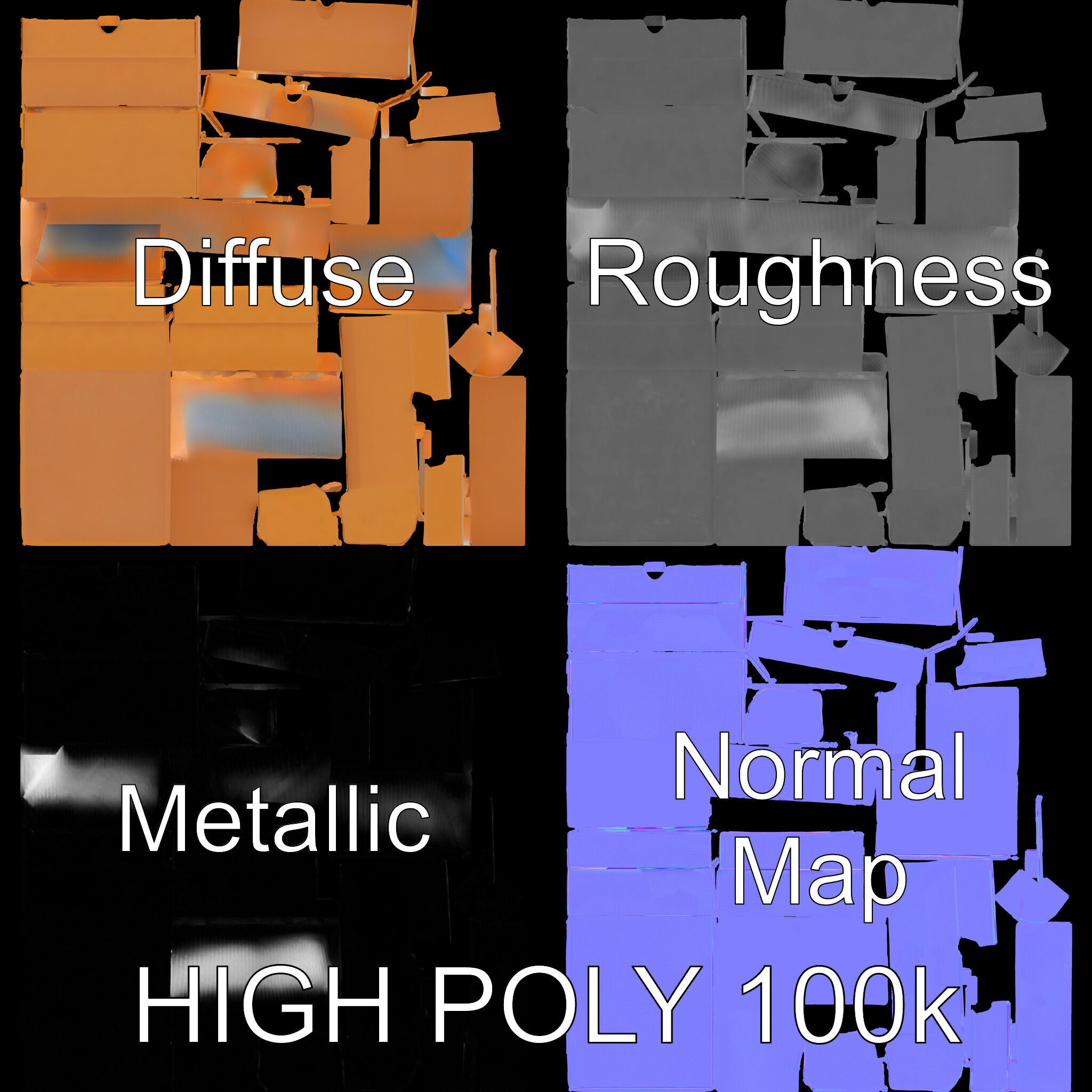 Cardboard Shoe Box Model Pack Low-poly 3D model_2