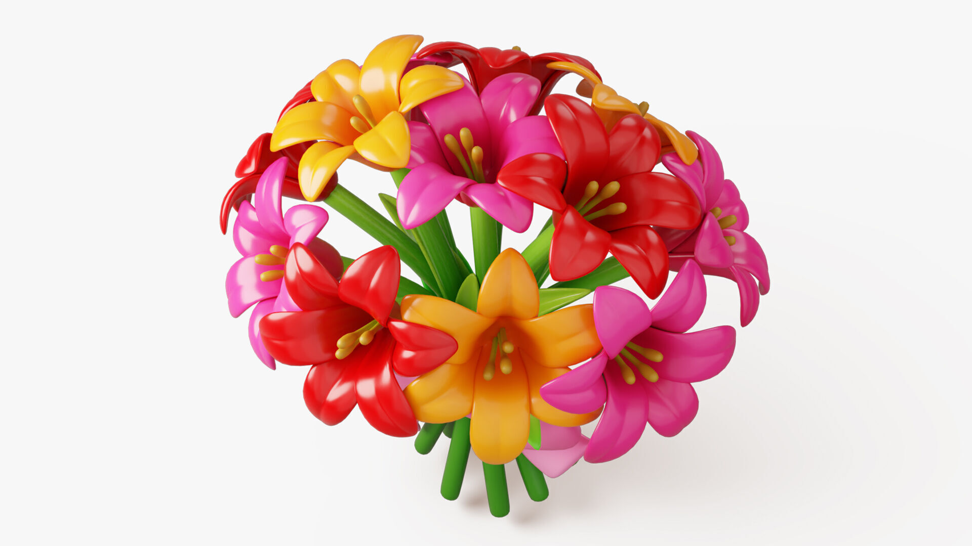 Stylized Lily Bouquet Pack 3D model_7
