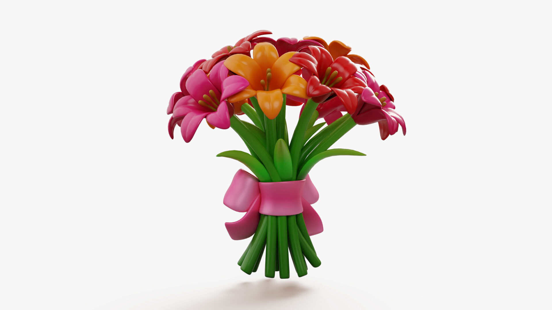 Stylized Lily Bouquet Pack 3D model_8