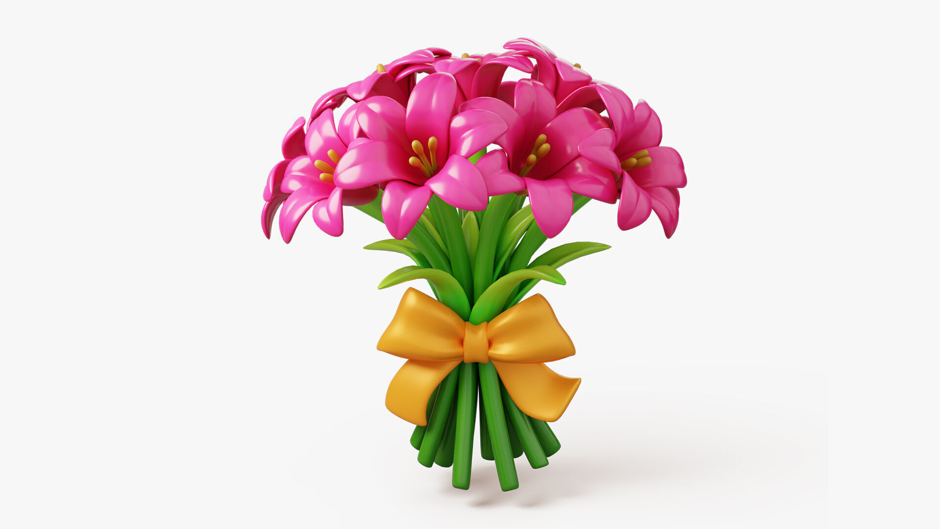 Stylized Lily Bouquet Pack 3D model_4