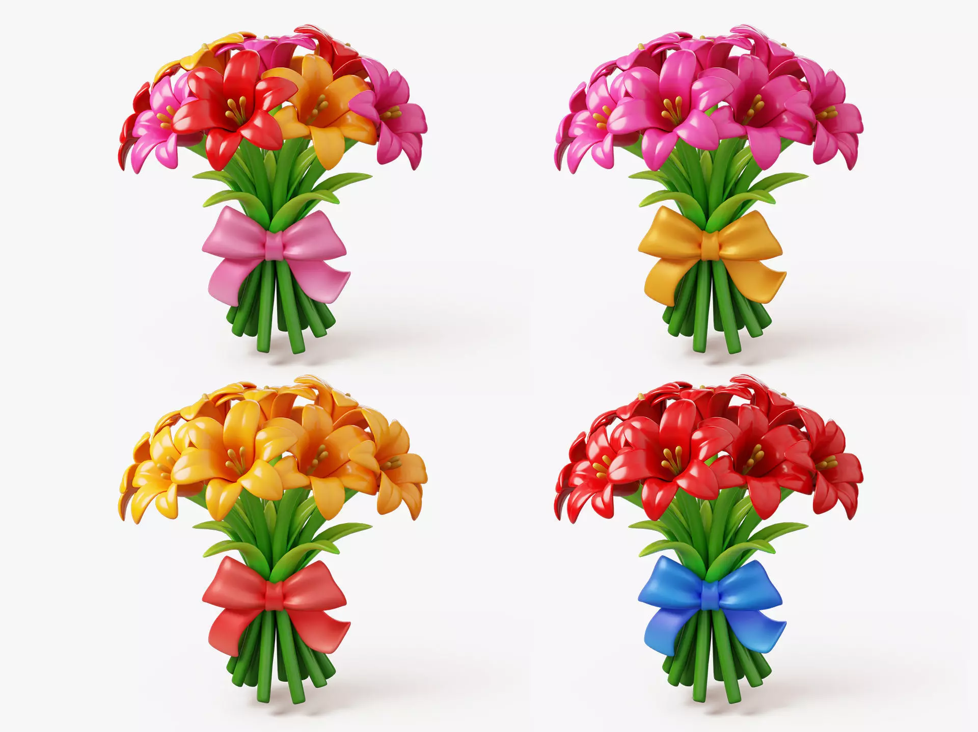 Stylized Lily Bouquet Pack 3D model_0