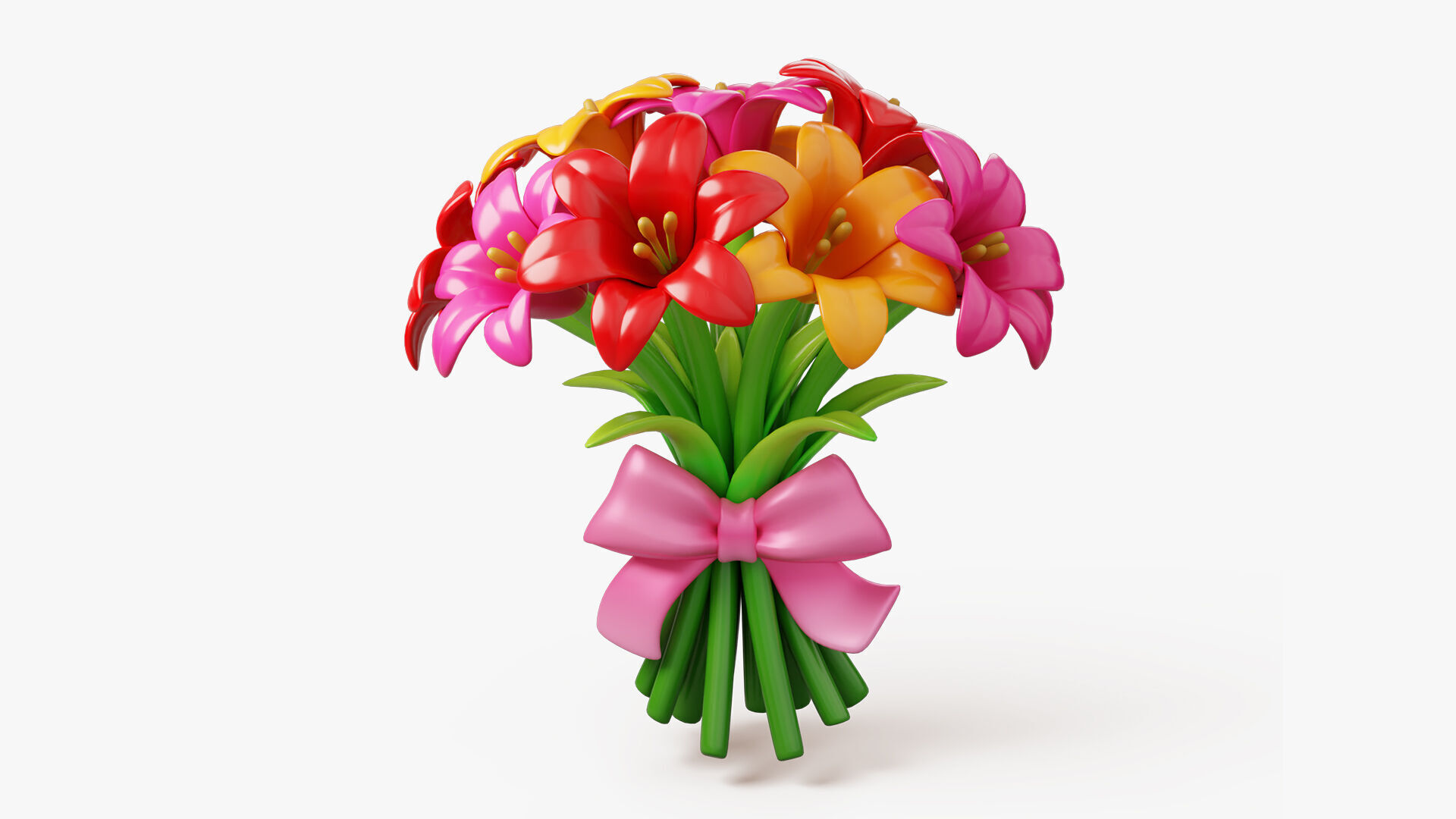 Stylized Lily Bouquet Pack 3D model_2