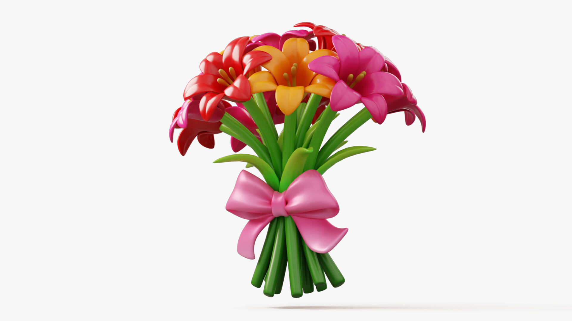 Stylized Lily Bouquet Pack 3D model_6