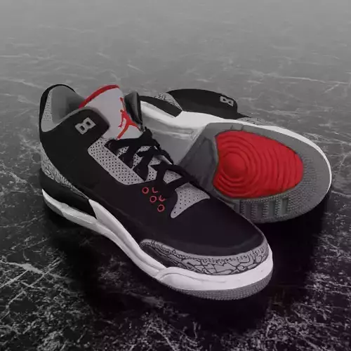NIKE AIR JORDAN 3 BLACK CEMENT 3D SHOES