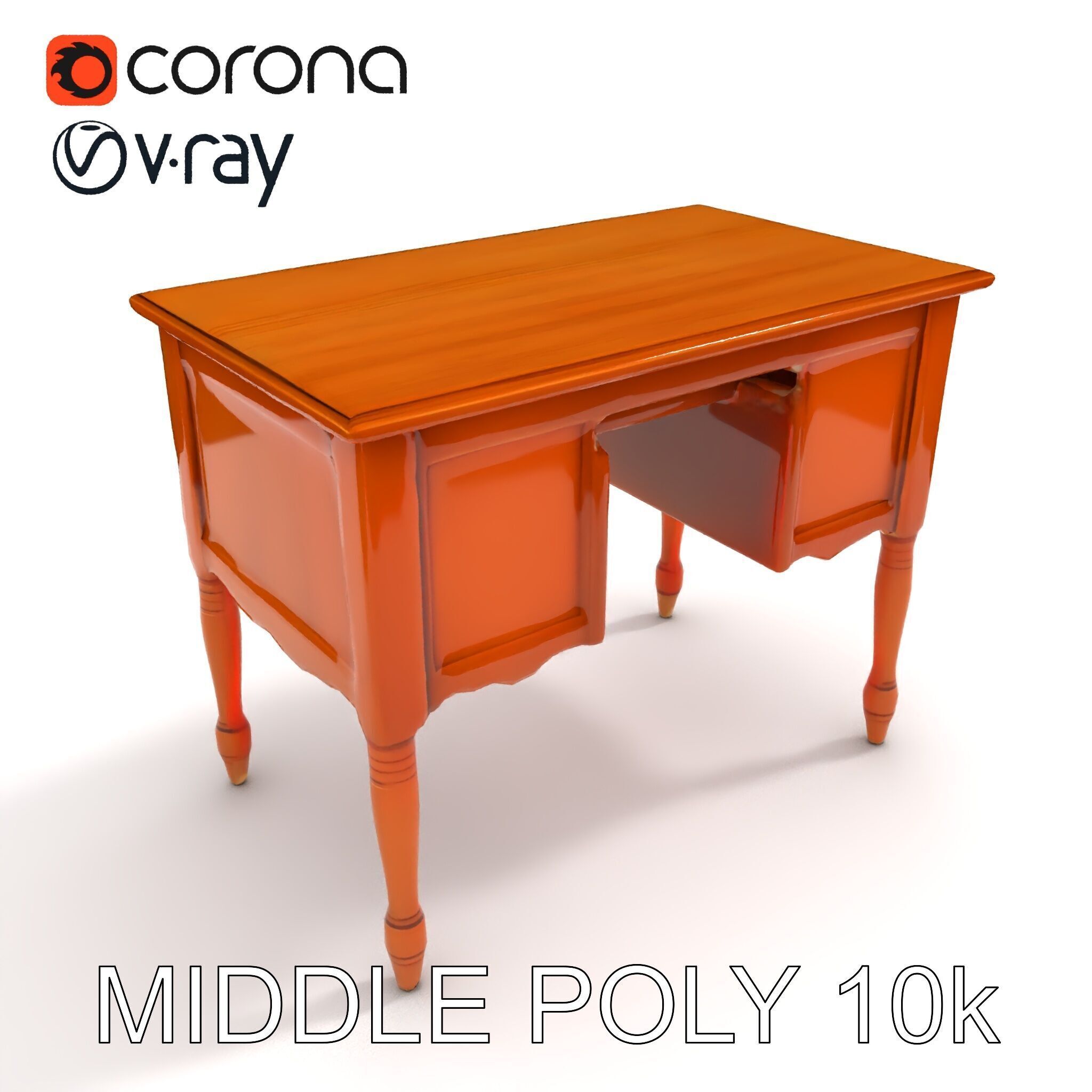 Classic Wooden Desk D Model Pack Low-poly 3D model_27