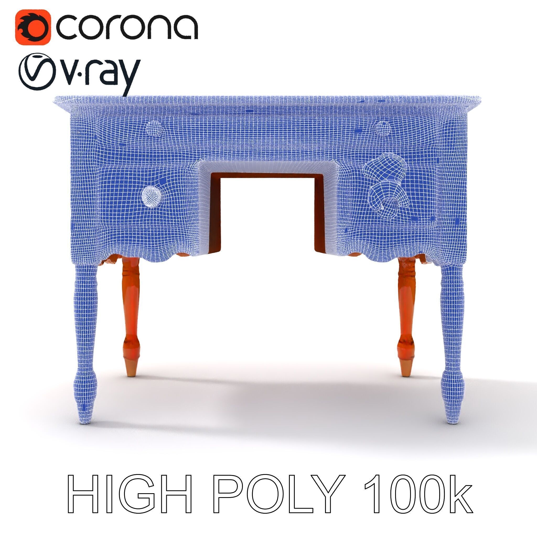 Classic Wooden Desk D Model Pack Low-poly 3D model_18