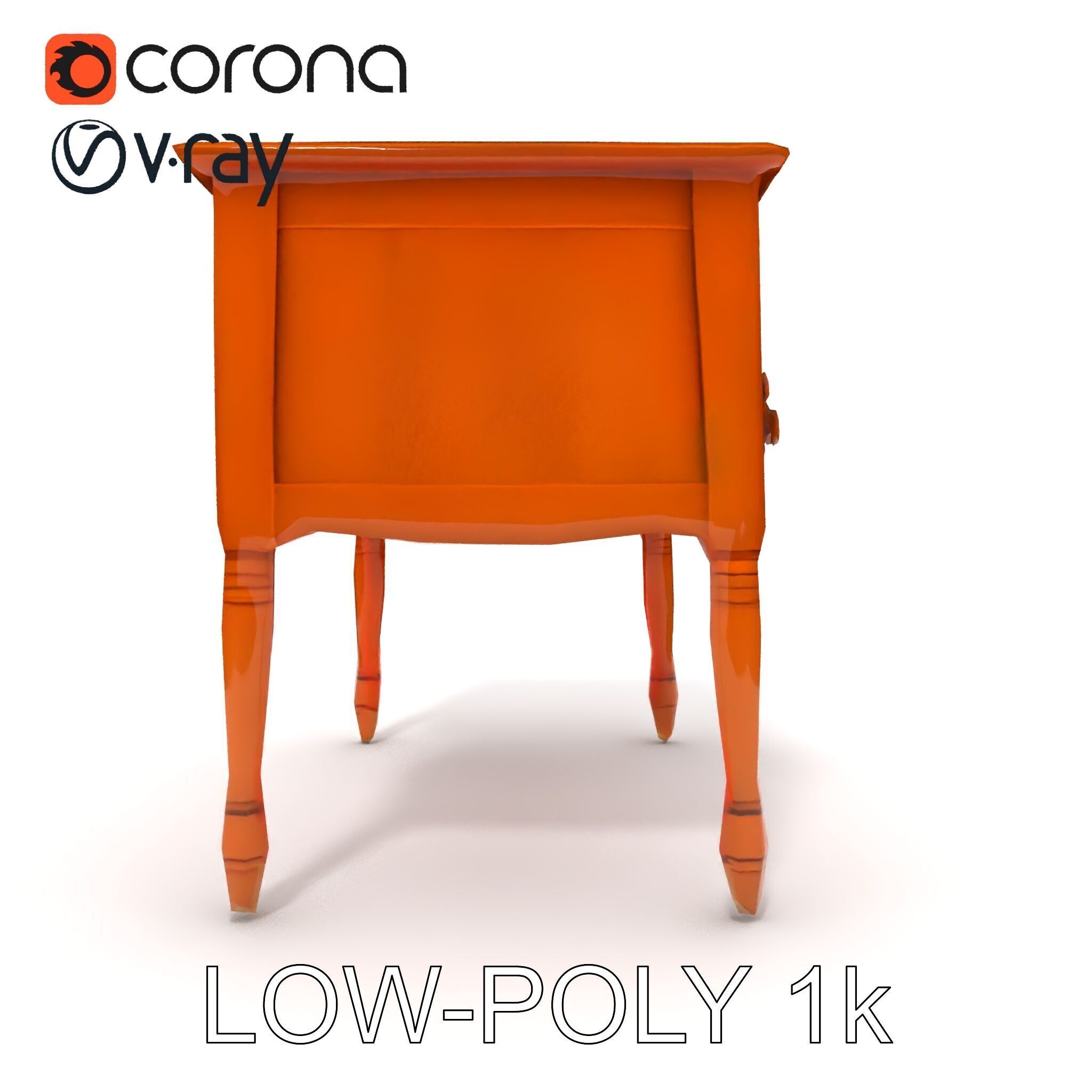 Classic Wooden Desk D Model Pack Low-poly 3D model_7