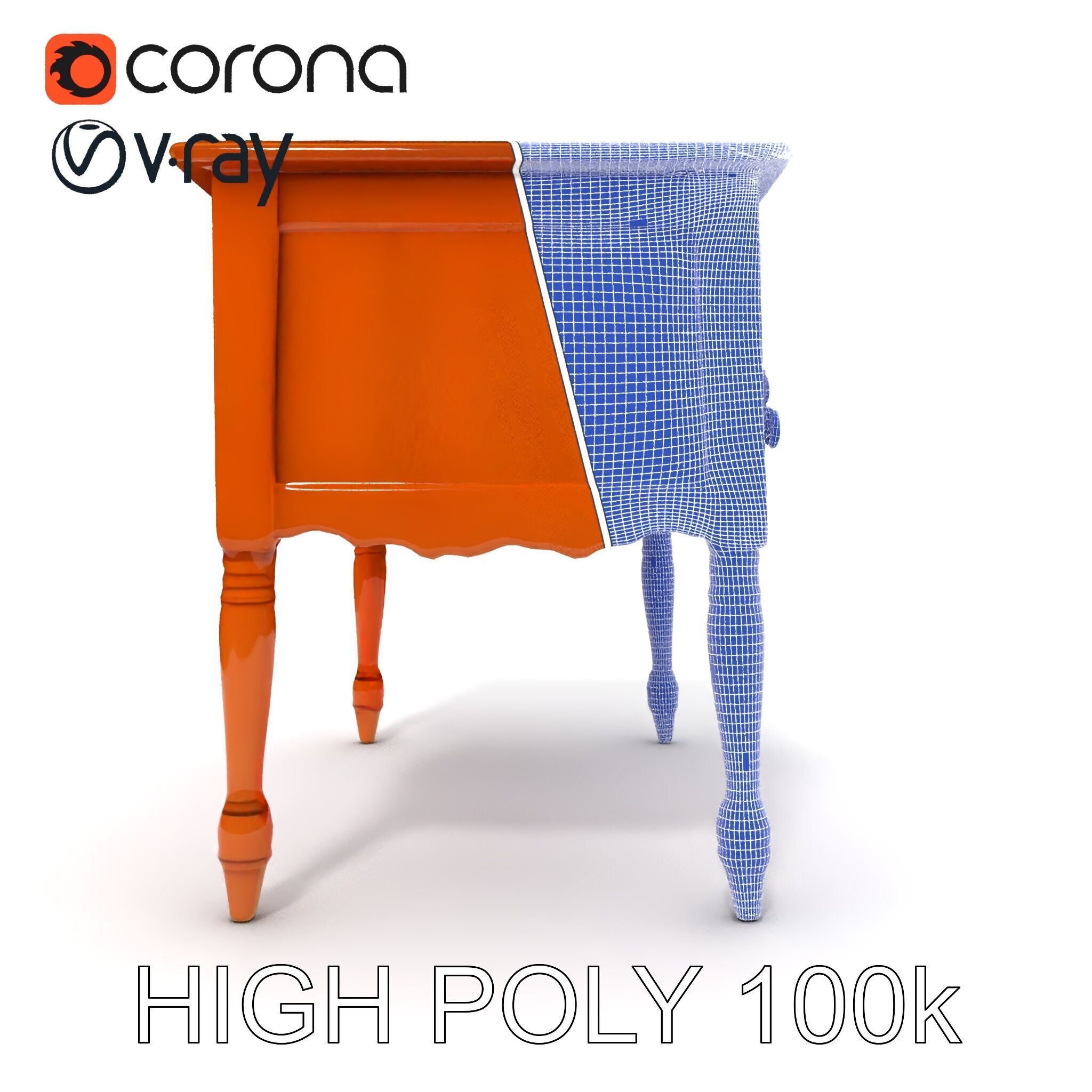 Classic Wooden Desk D Model Pack Low-poly 3D model_26