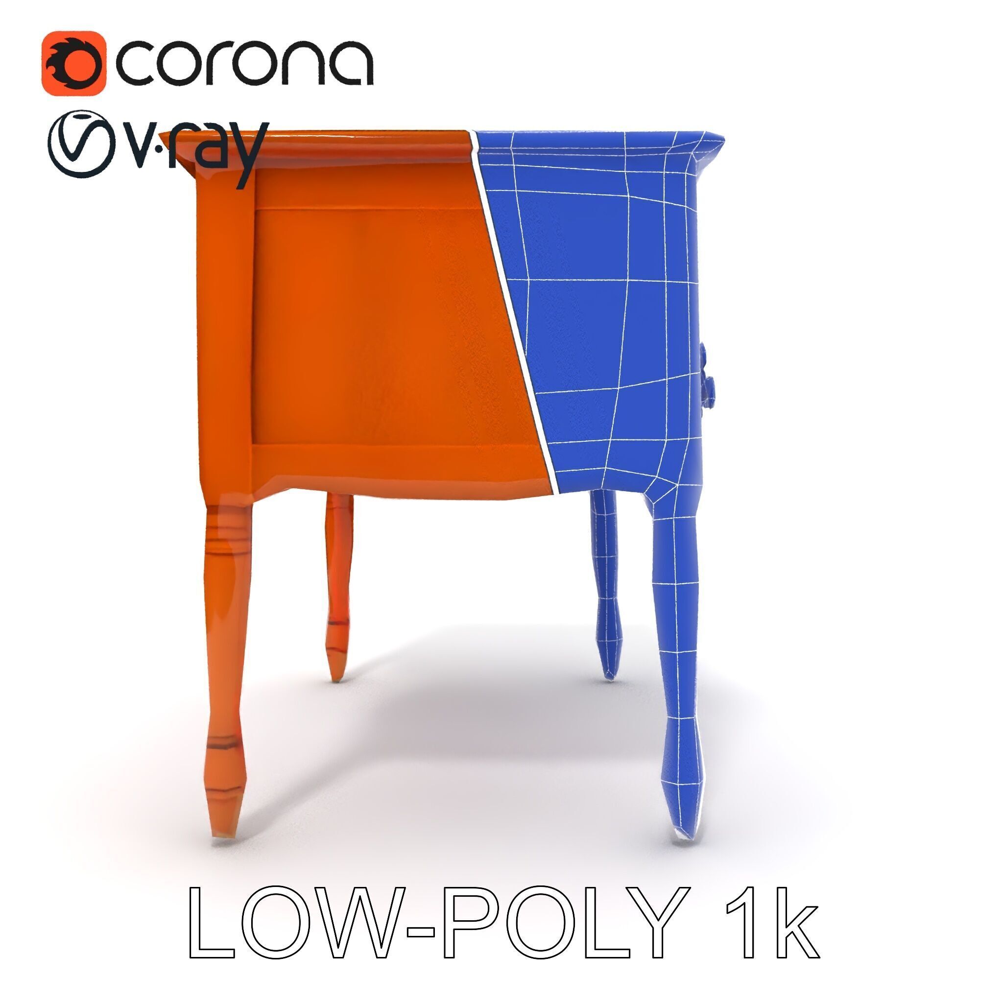 Classic Wooden Desk D Model Pack Low-poly 3D model_28