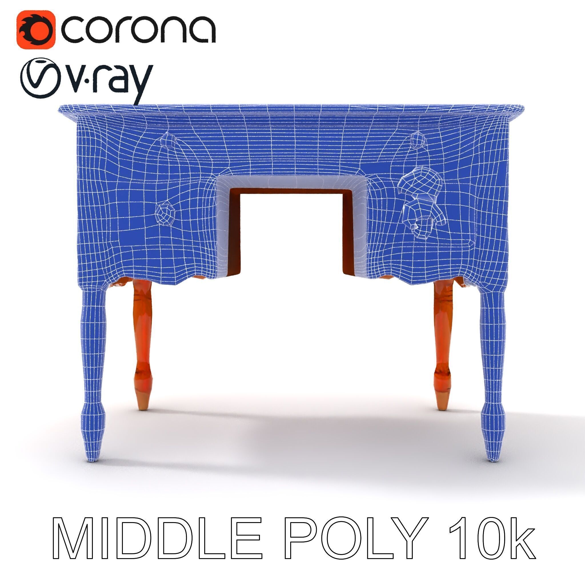 Classic Wooden Desk D Model Pack Low-poly 3D model_11