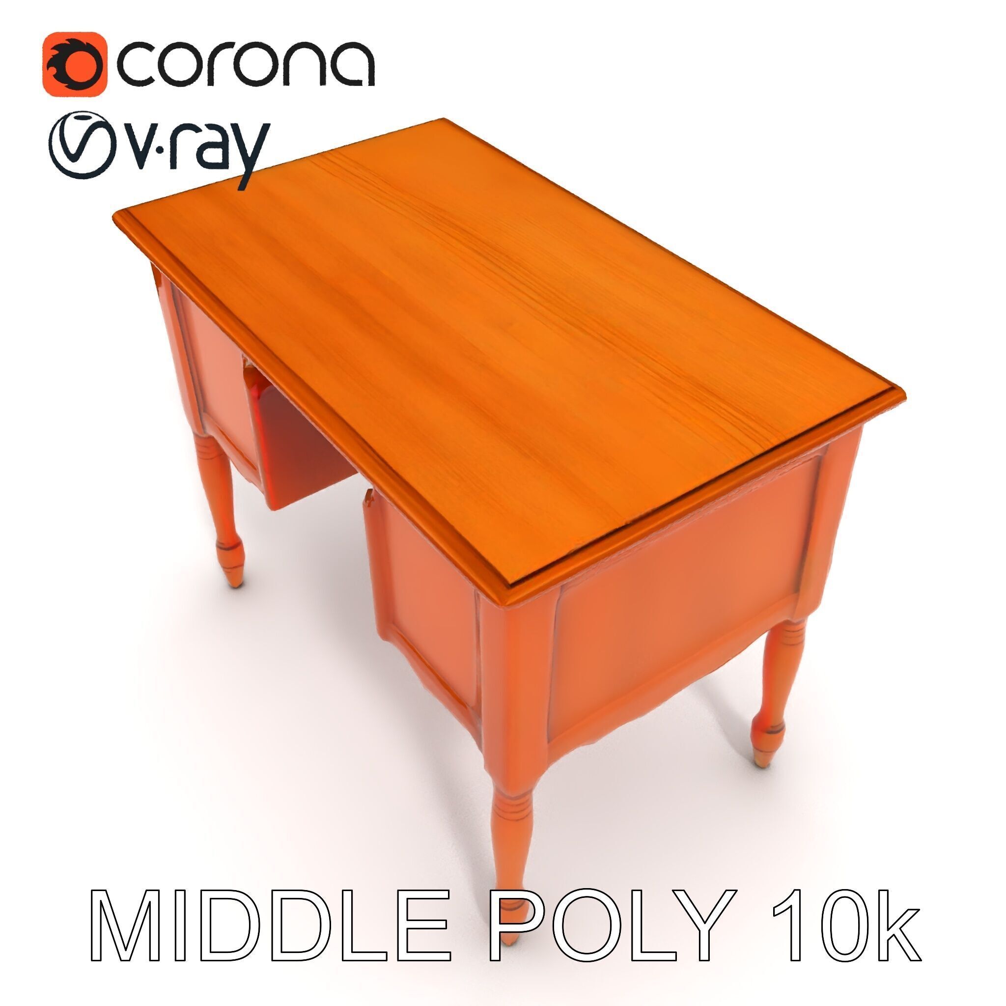 Classic Wooden Desk D Model Pack Low-poly 3D model_19