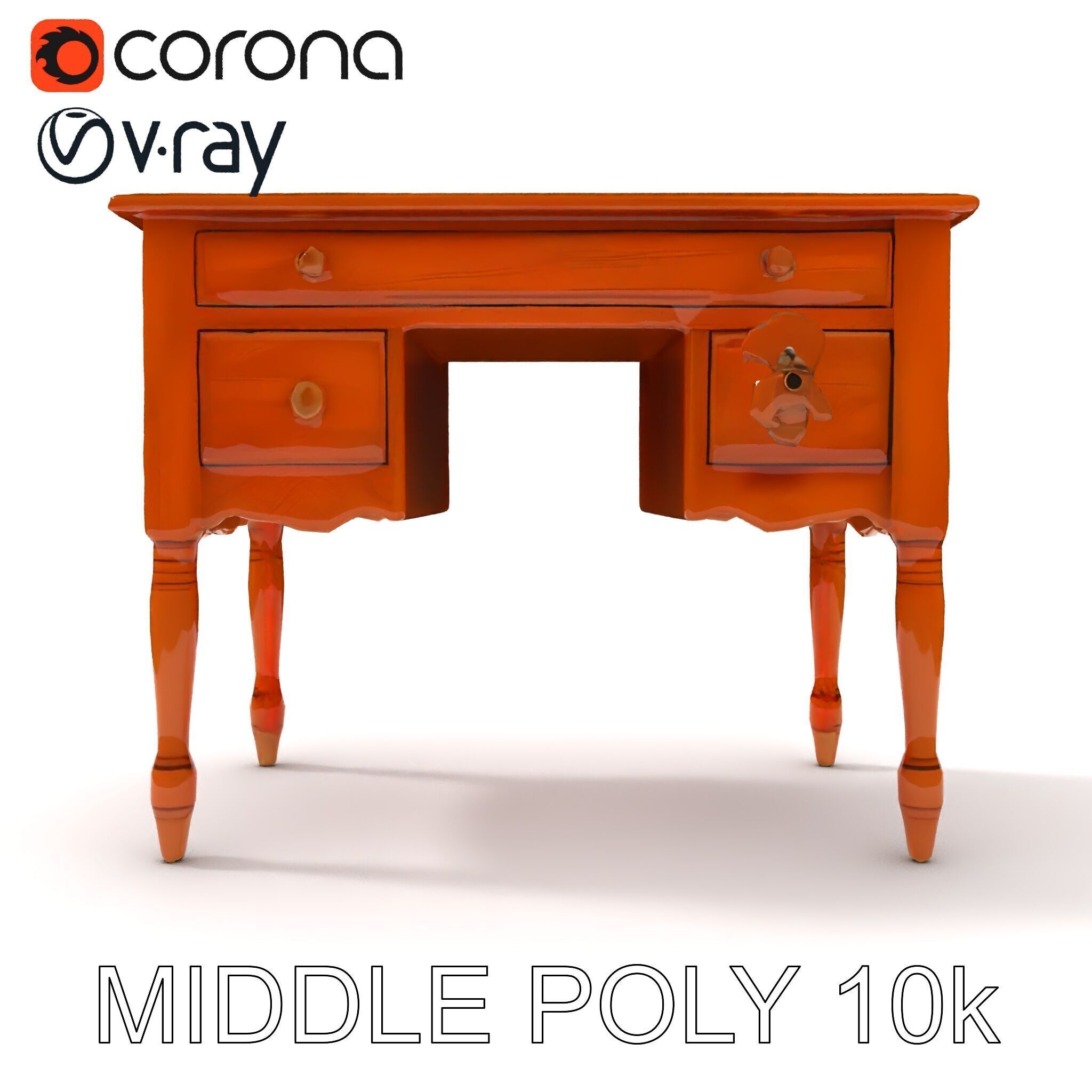 Classic Wooden Desk D Model Pack Low-poly 3D model_14