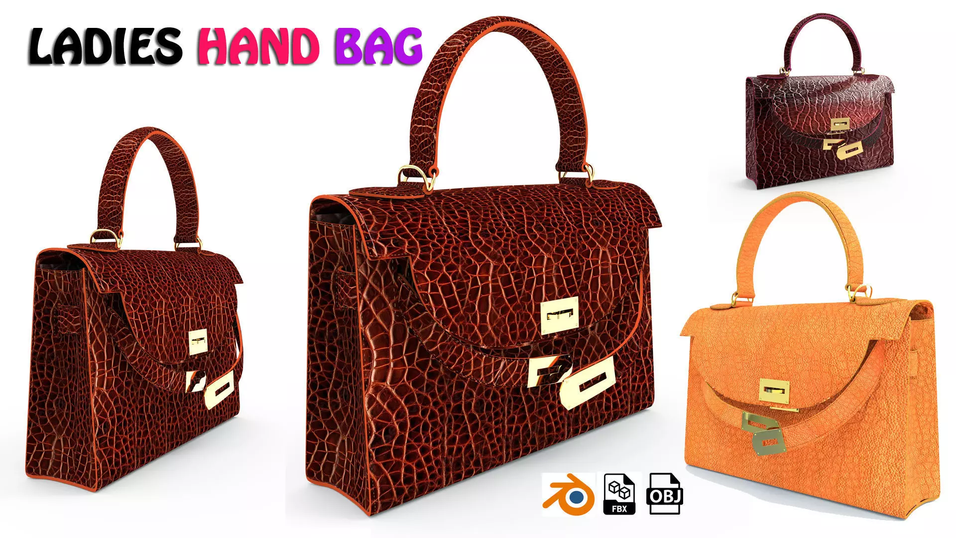Hermes Kelly Bag Collection 3D Low-poly 3D model