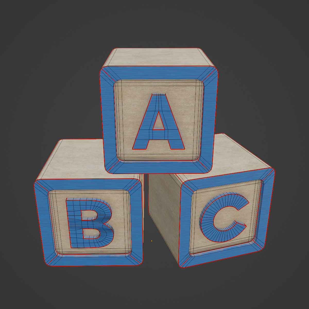 ABC Blocks 05 Low-poly 3D model_7
