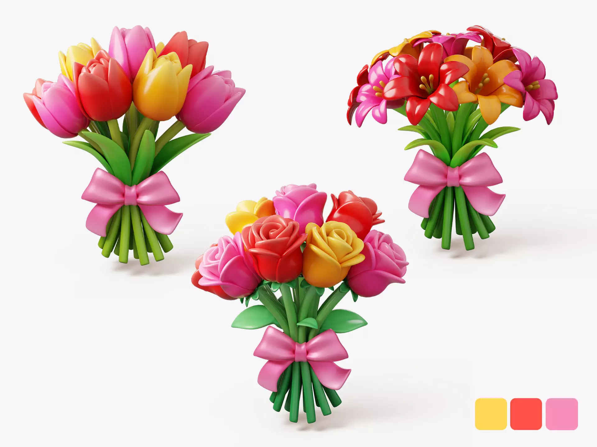 Stylized Flower Bouquet Pack 3D Model Collection_0