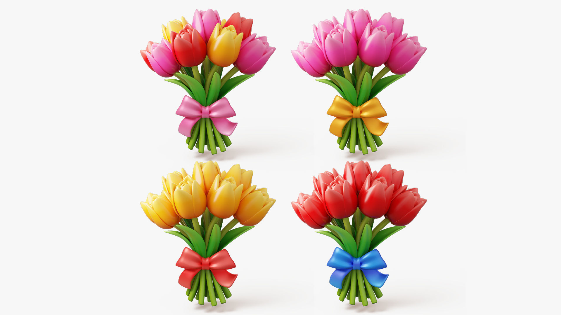 Stylized Flower Bouquet Pack 3D Model Collection_3