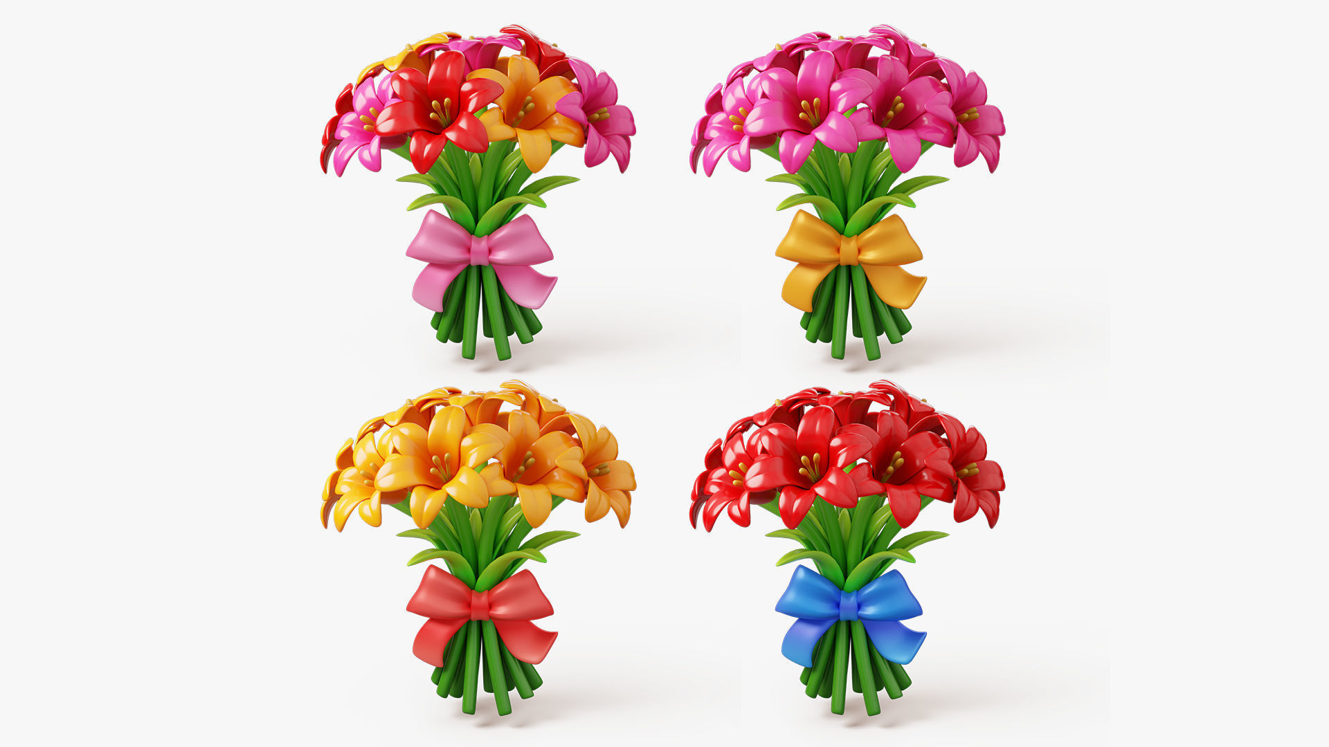 Stylized Flower Bouquet Pack 3D Model Collection_2
