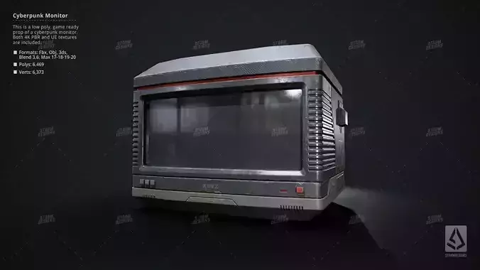Cyberpunk Monitor Prop Low Poly PBR UE Textures Low-poly 3D model