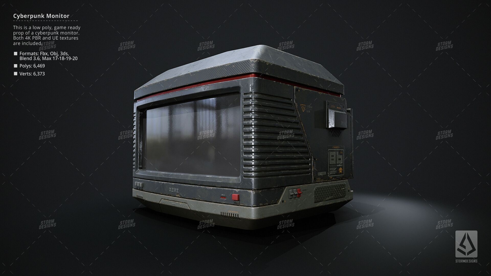 Cyberpunk Monitor Prop Low Poly PBR UE Textures Low-poly 3D model_2