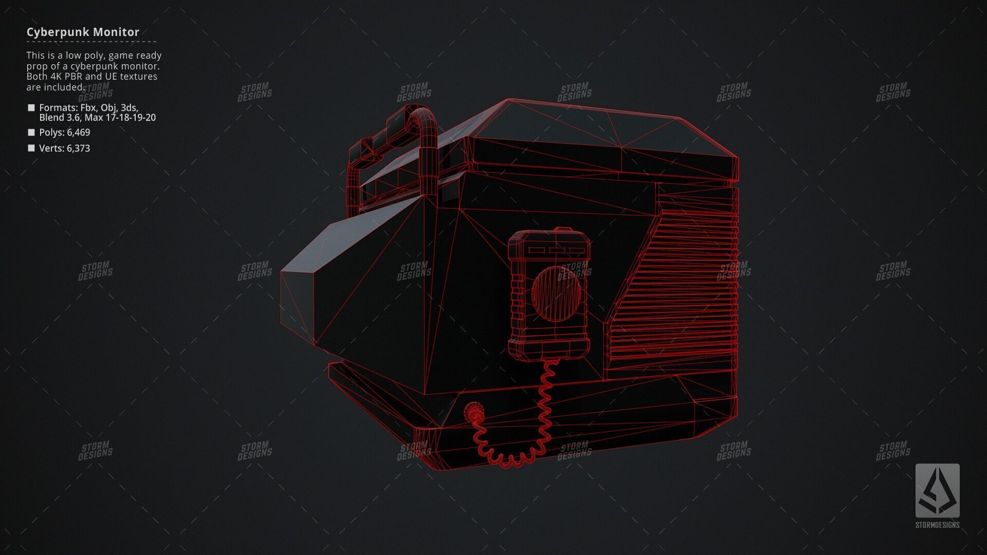 Cyberpunk Monitor Prop Low Poly PBR UE Textures Low-poly 3D model_15
