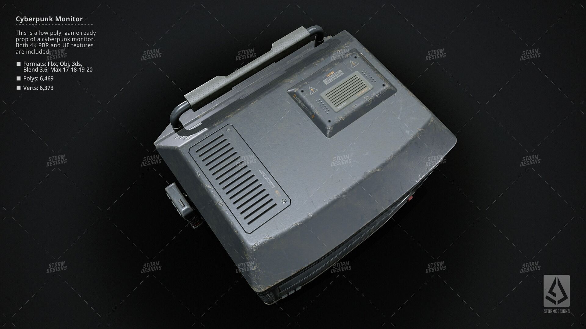 Cyberpunk Monitor Prop Low Poly PBR UE Textures Low-poly 3D model_9