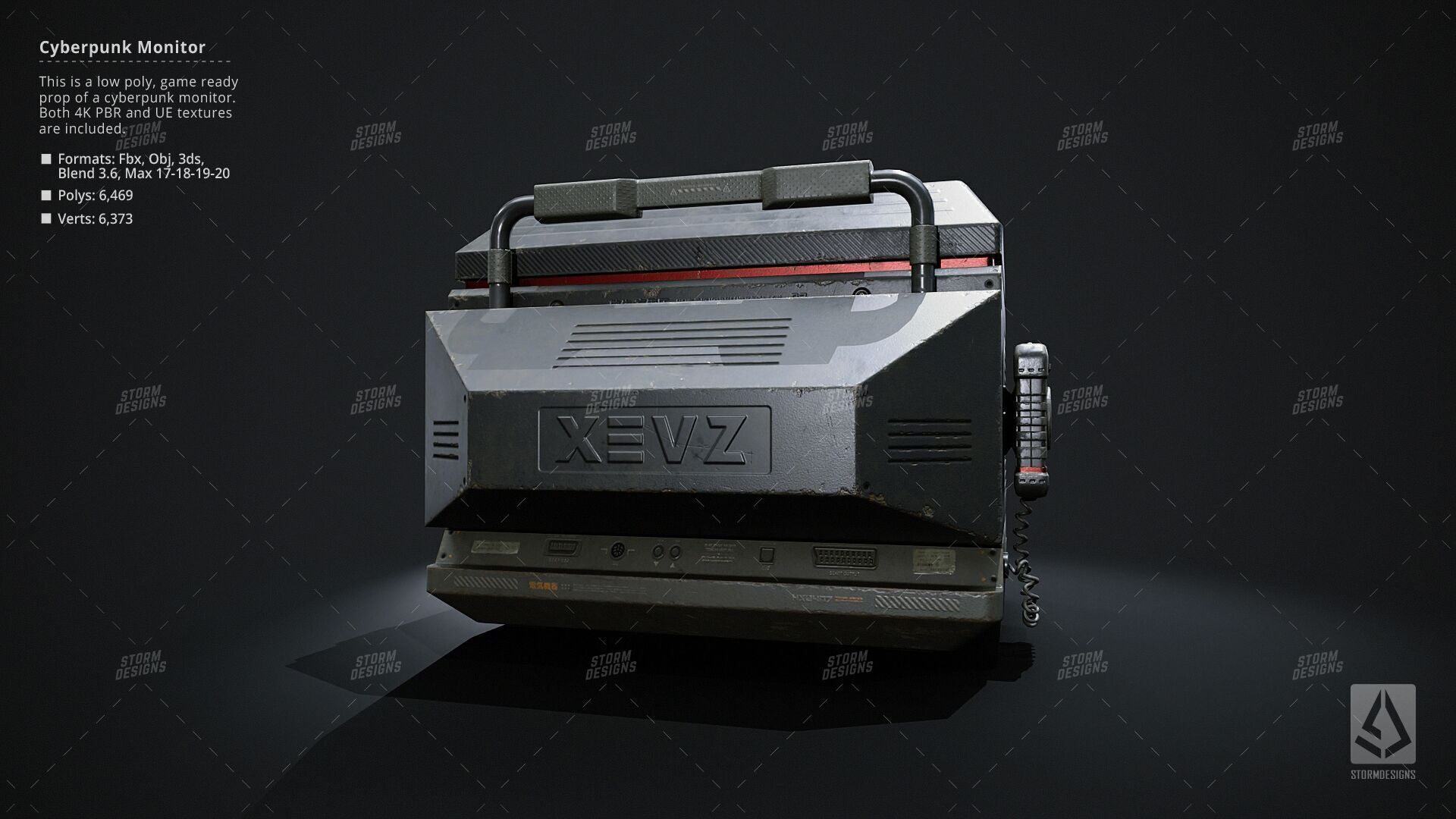 Cyberpunk Monitor Prop Low Poly PBR UE Textures Low-poly 3D model_5