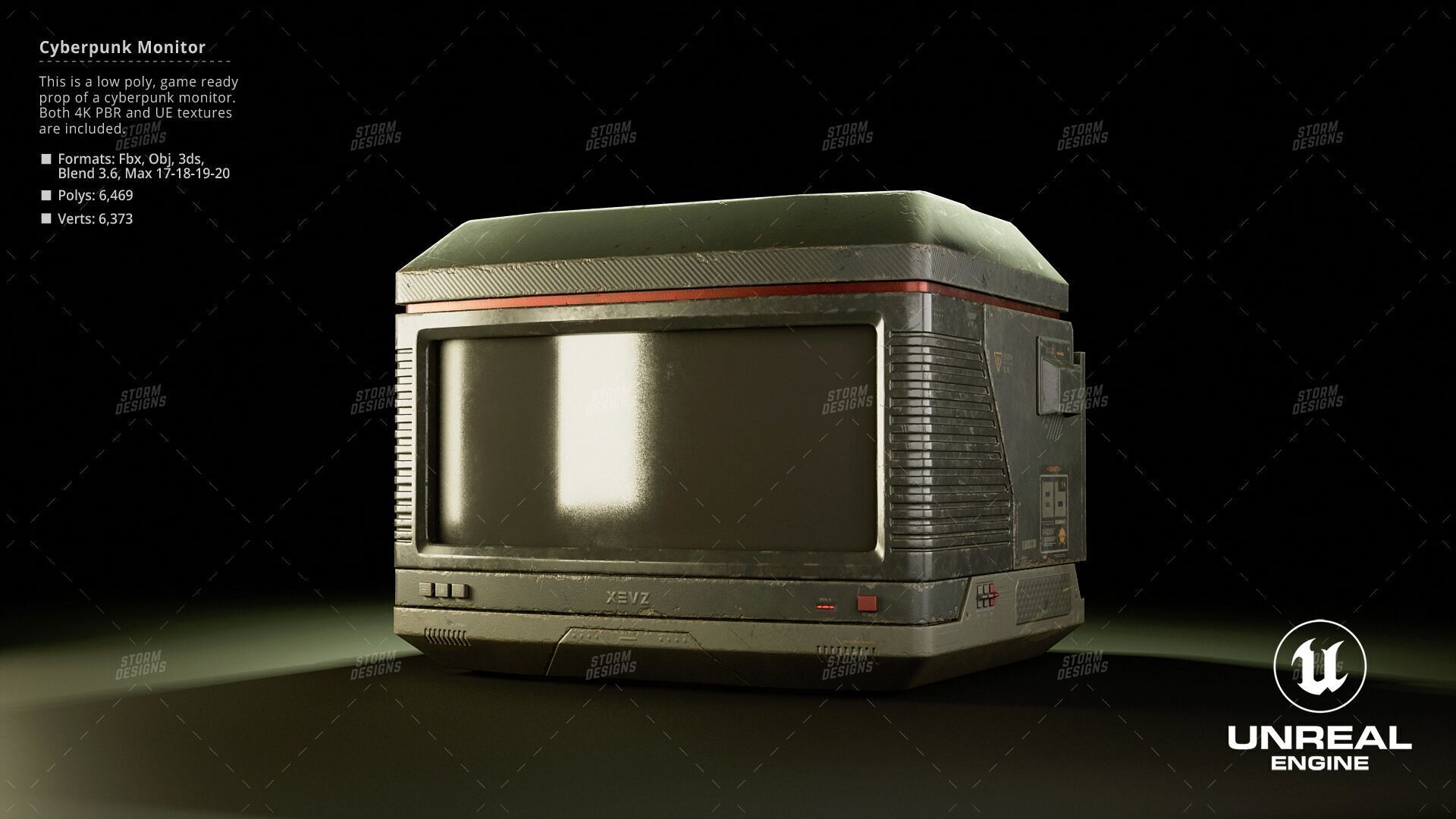 Cyberpunk Monitor Prop Low Poly PBR UE Textures Low-poly 3D model_10