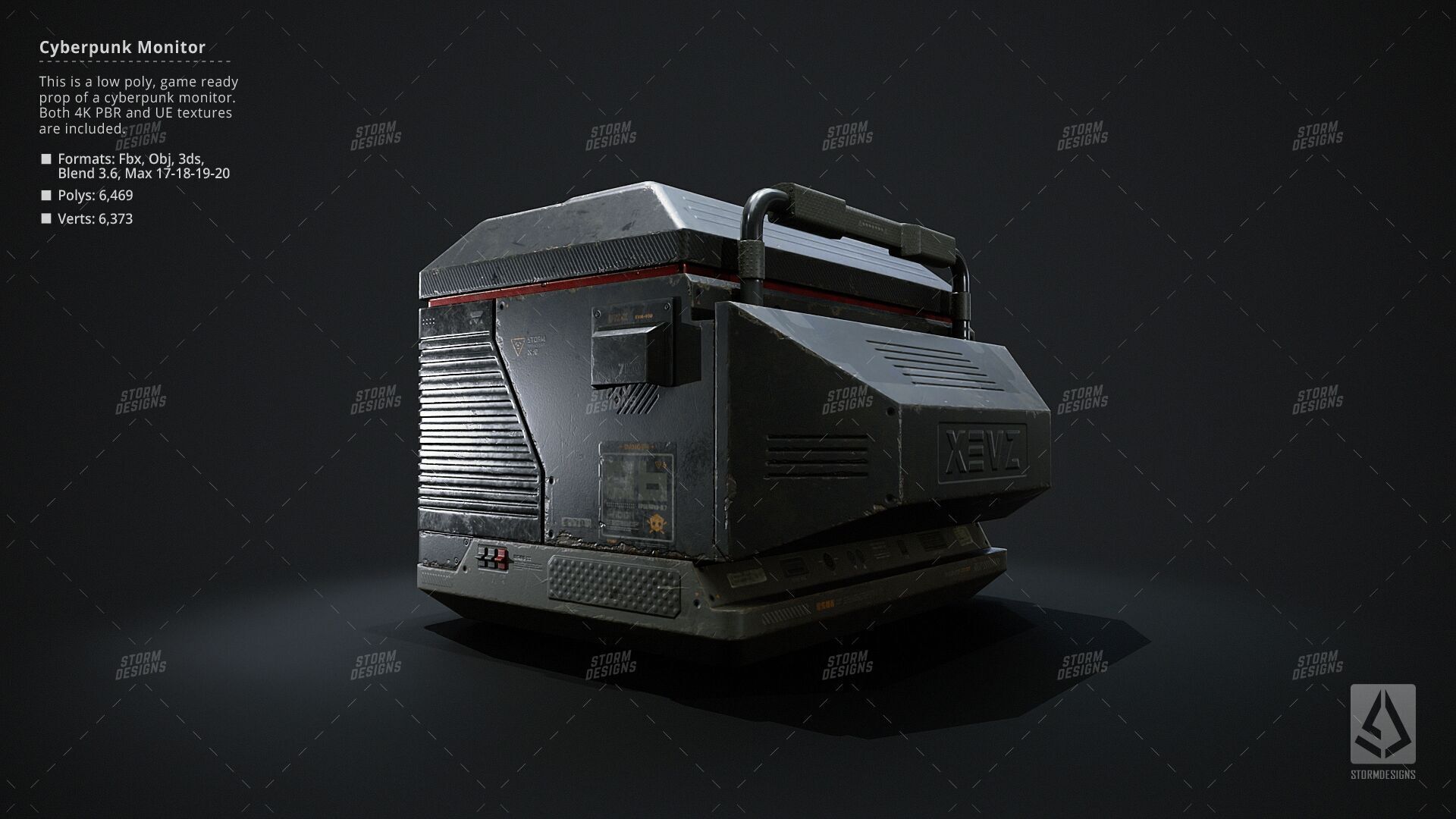 Cyberpunk Monitor Prop Low Poly PBR UE Textures Low-poly 3D model_4