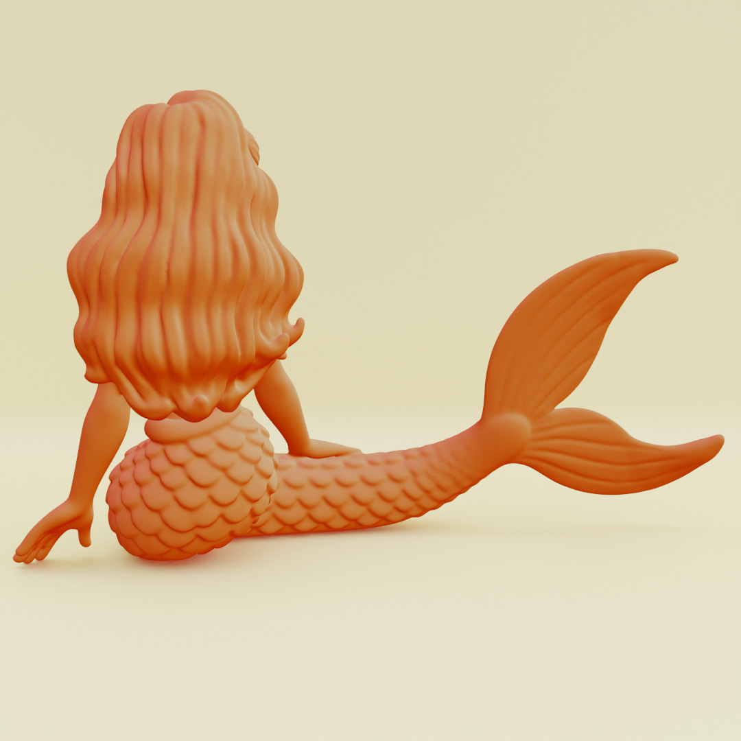 Mermaid Posing Serene Sculpture Printable 3D print model_10