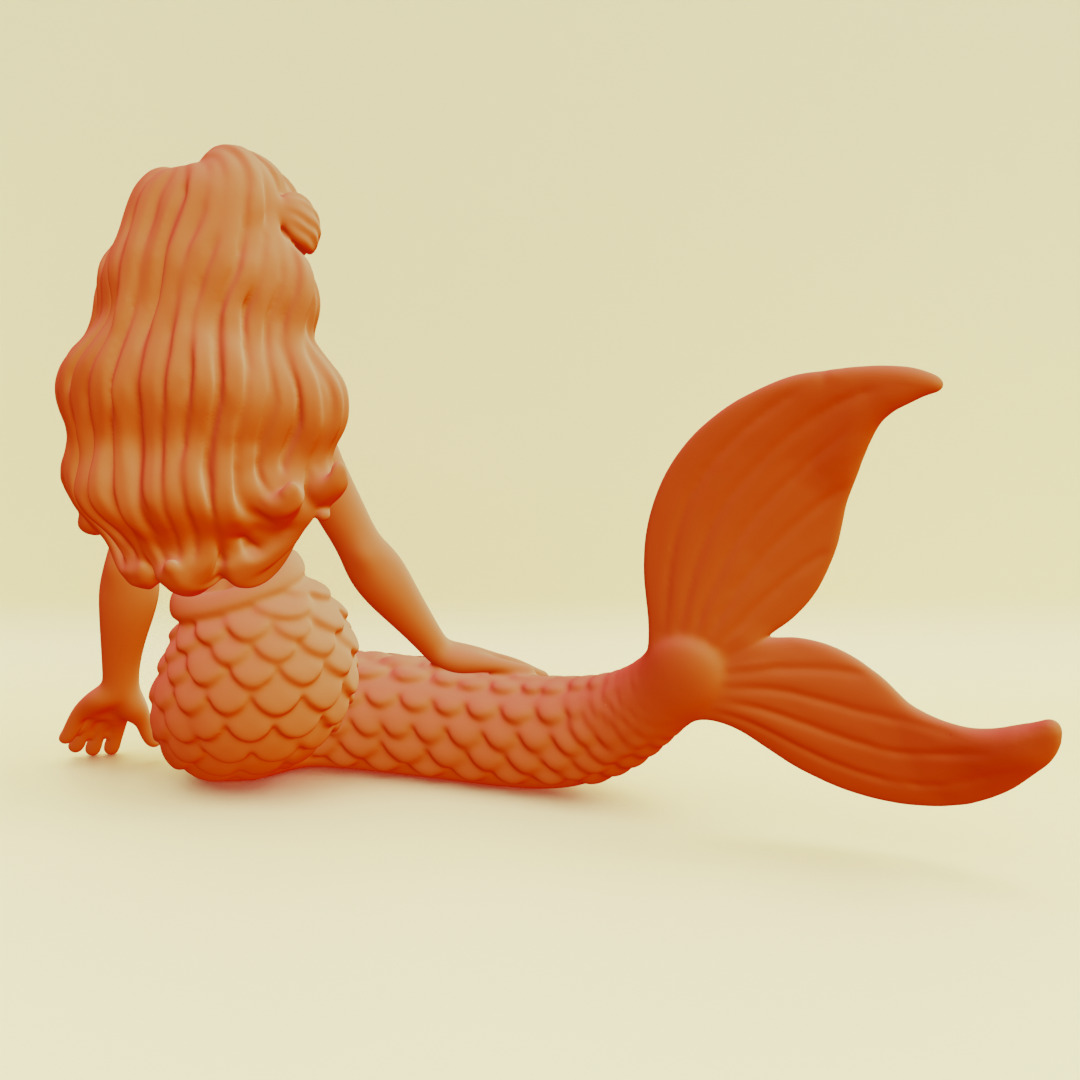 Mermaid Posing Serene Sculpture Printable 3D print model_12