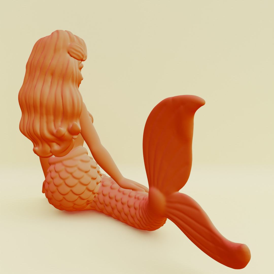 Mermaid Posing Serene Sculpture Printable 3D print model_14